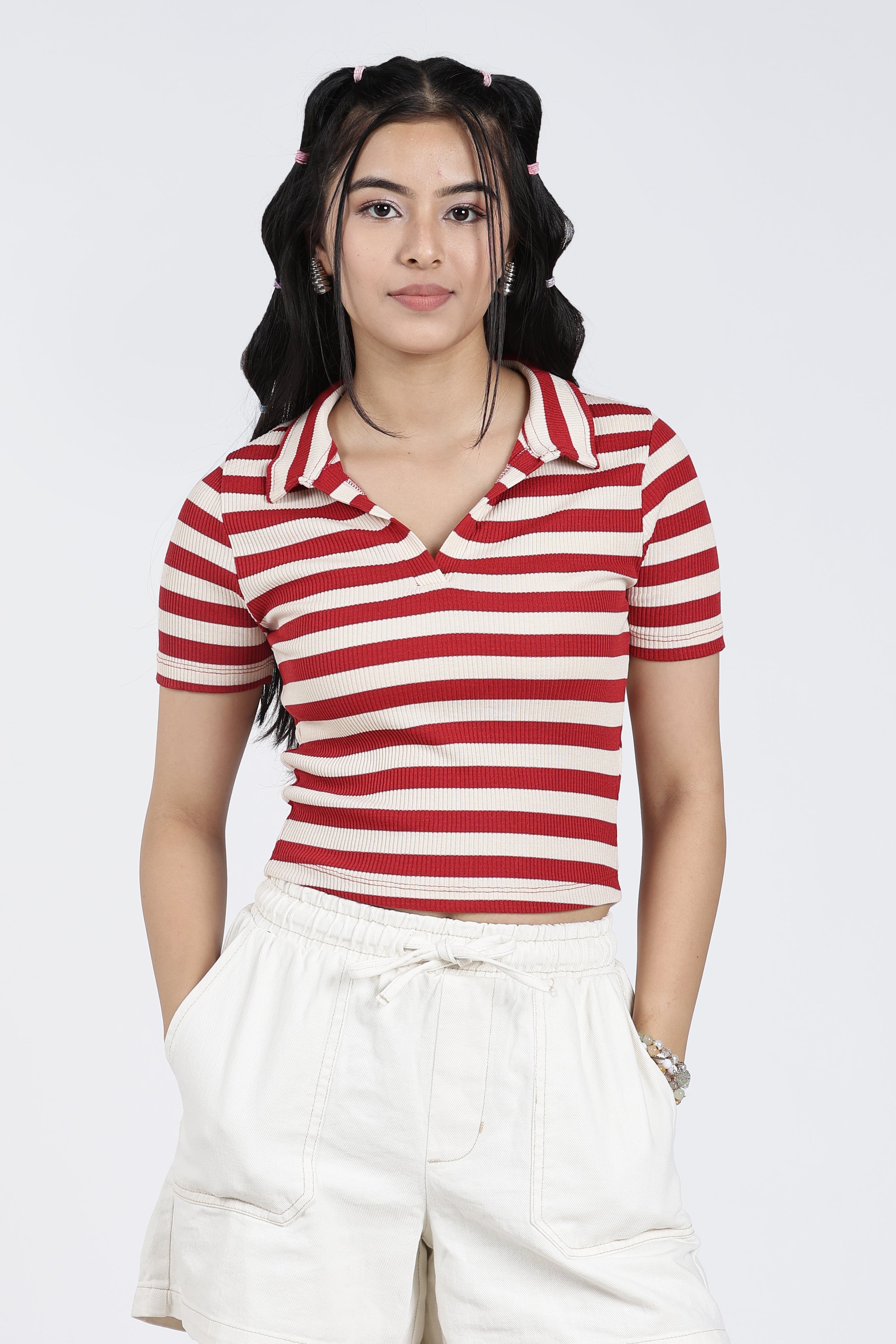 Red Cotton Blend Regular Fit Polo T-Shirt