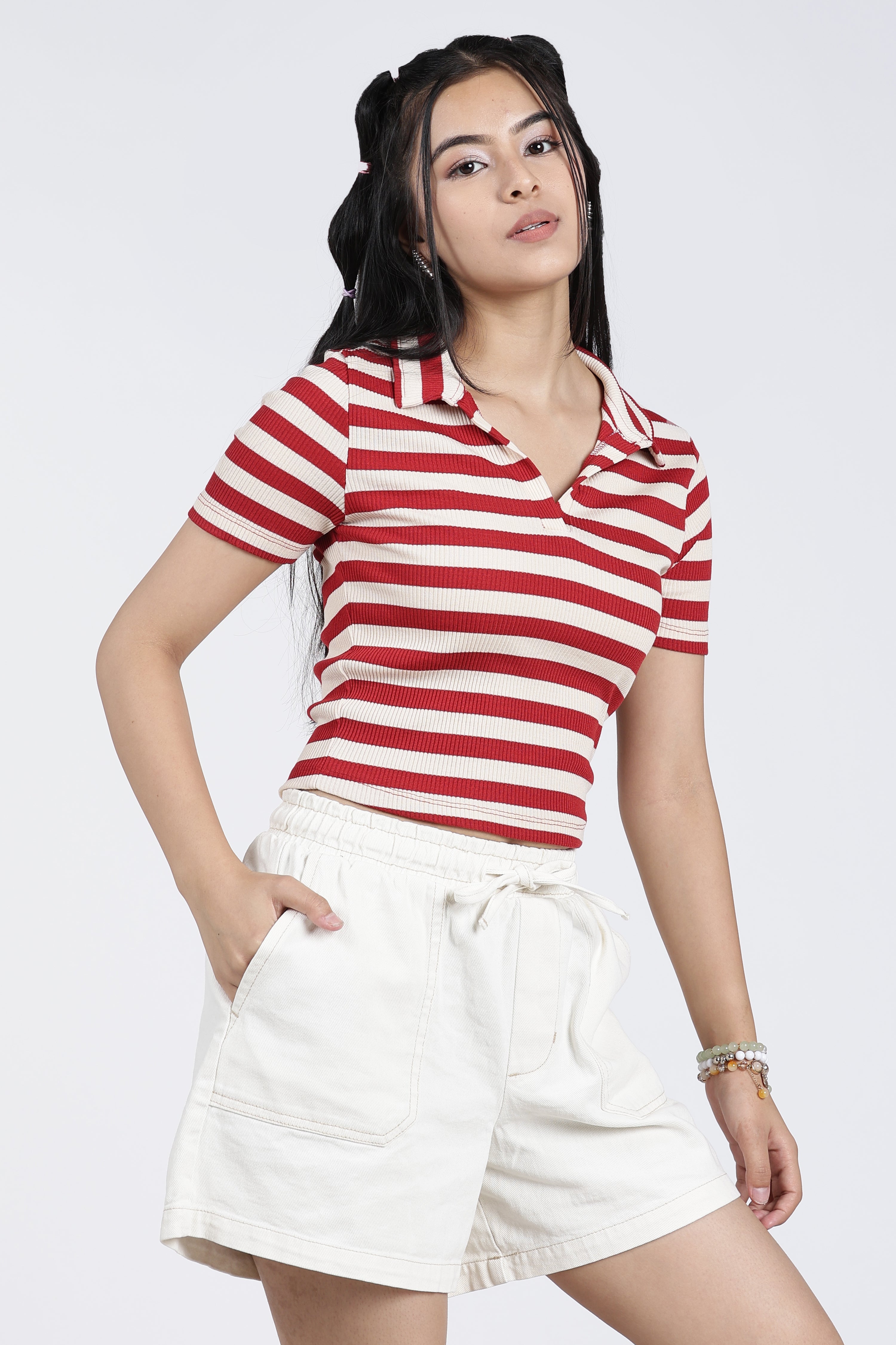 Red Cotton Blend Regular Fit Polo T-Shirt