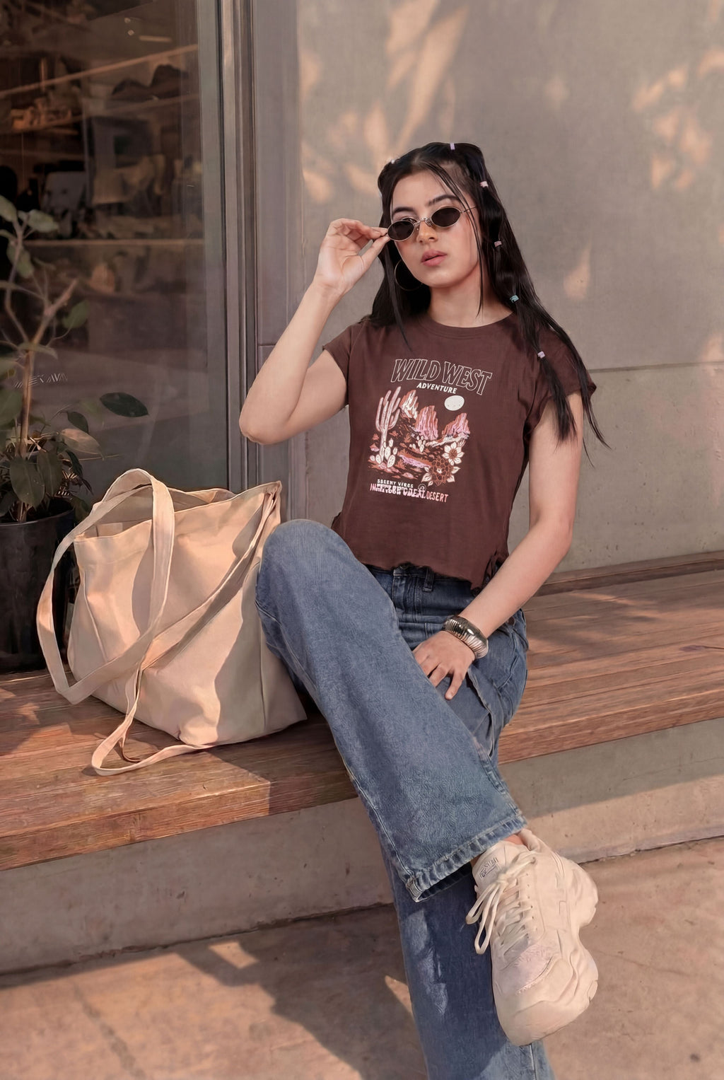 Brown Tied Up Regular Fit T-Shirt