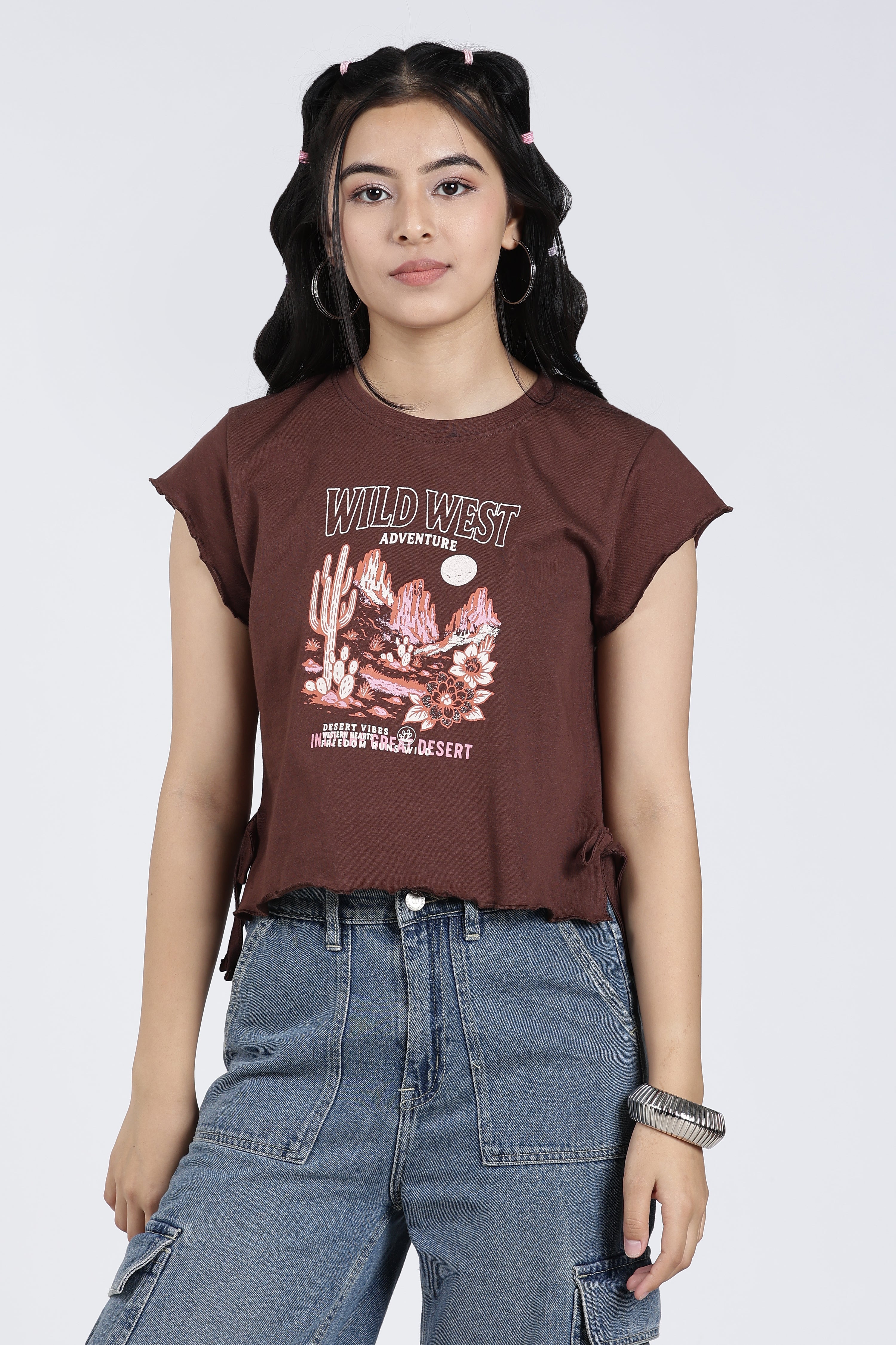 Brown Tied Up Regular Fit T-Shirt