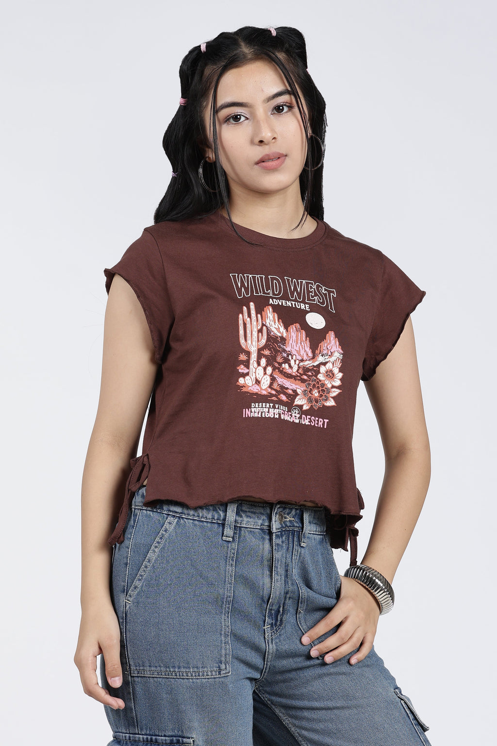 Brown Tied Up Regular Fit T-Shirt