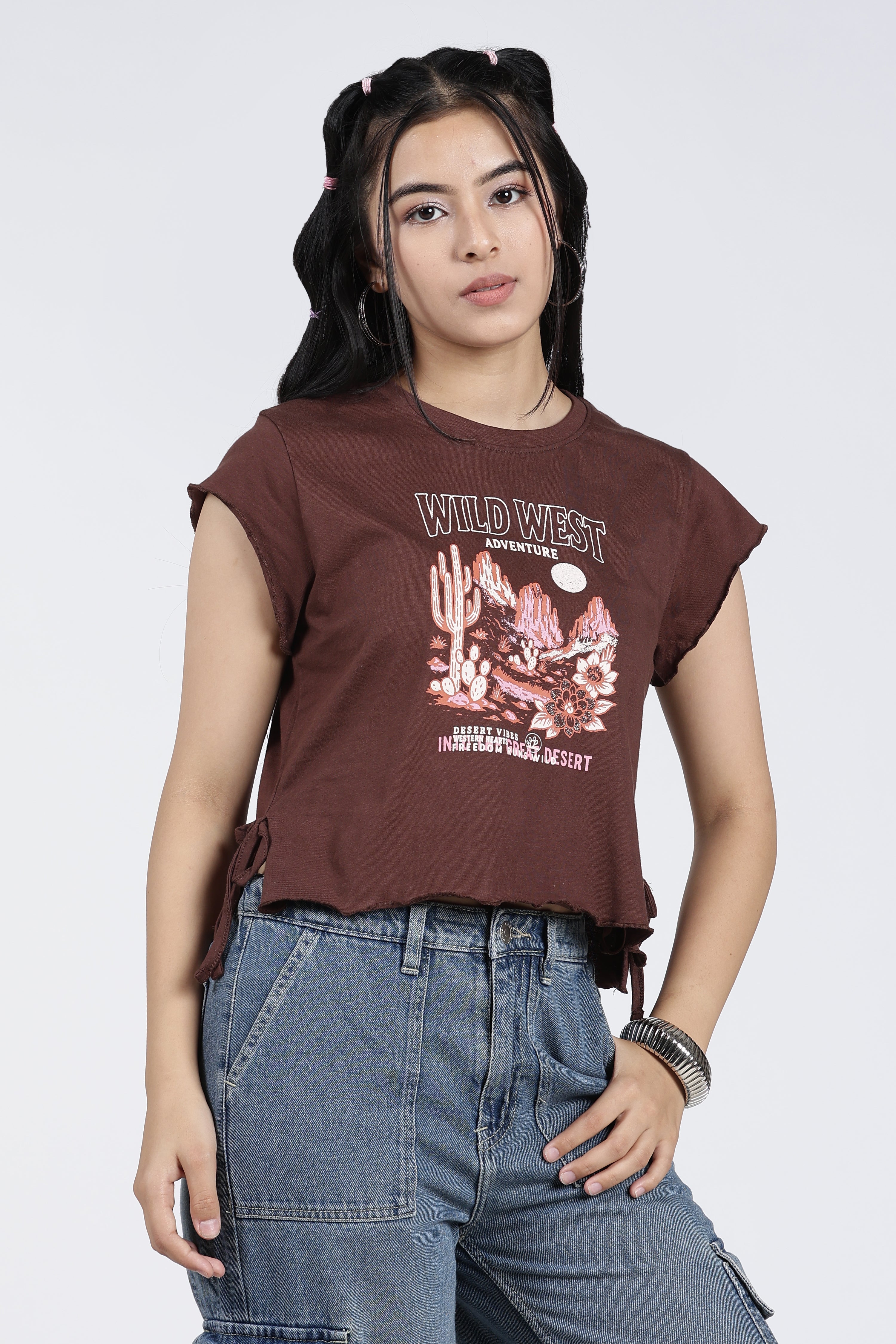 Brown Tied Up Regular Fit T-Shirt