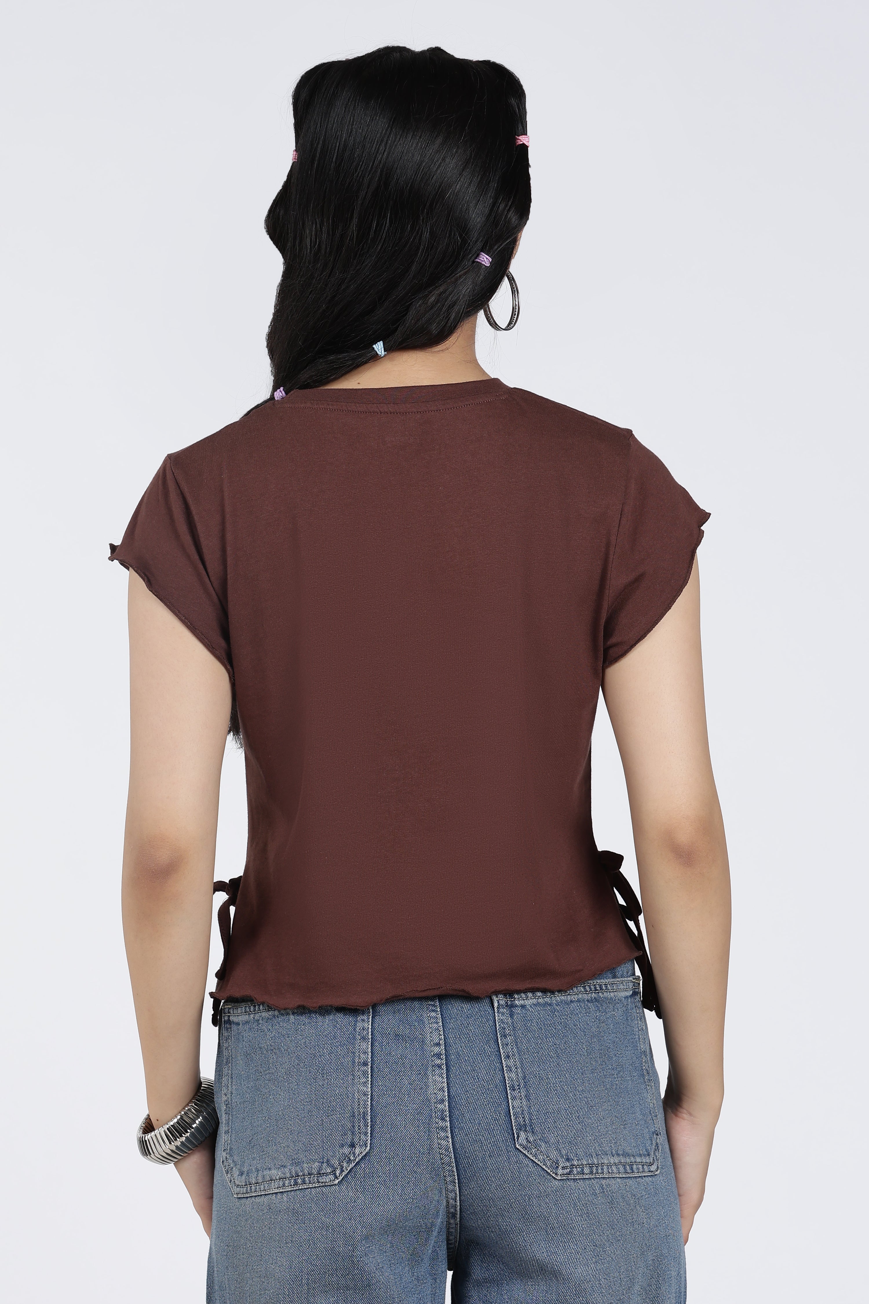 Brown Tied Up Regular Fit T-Shirt