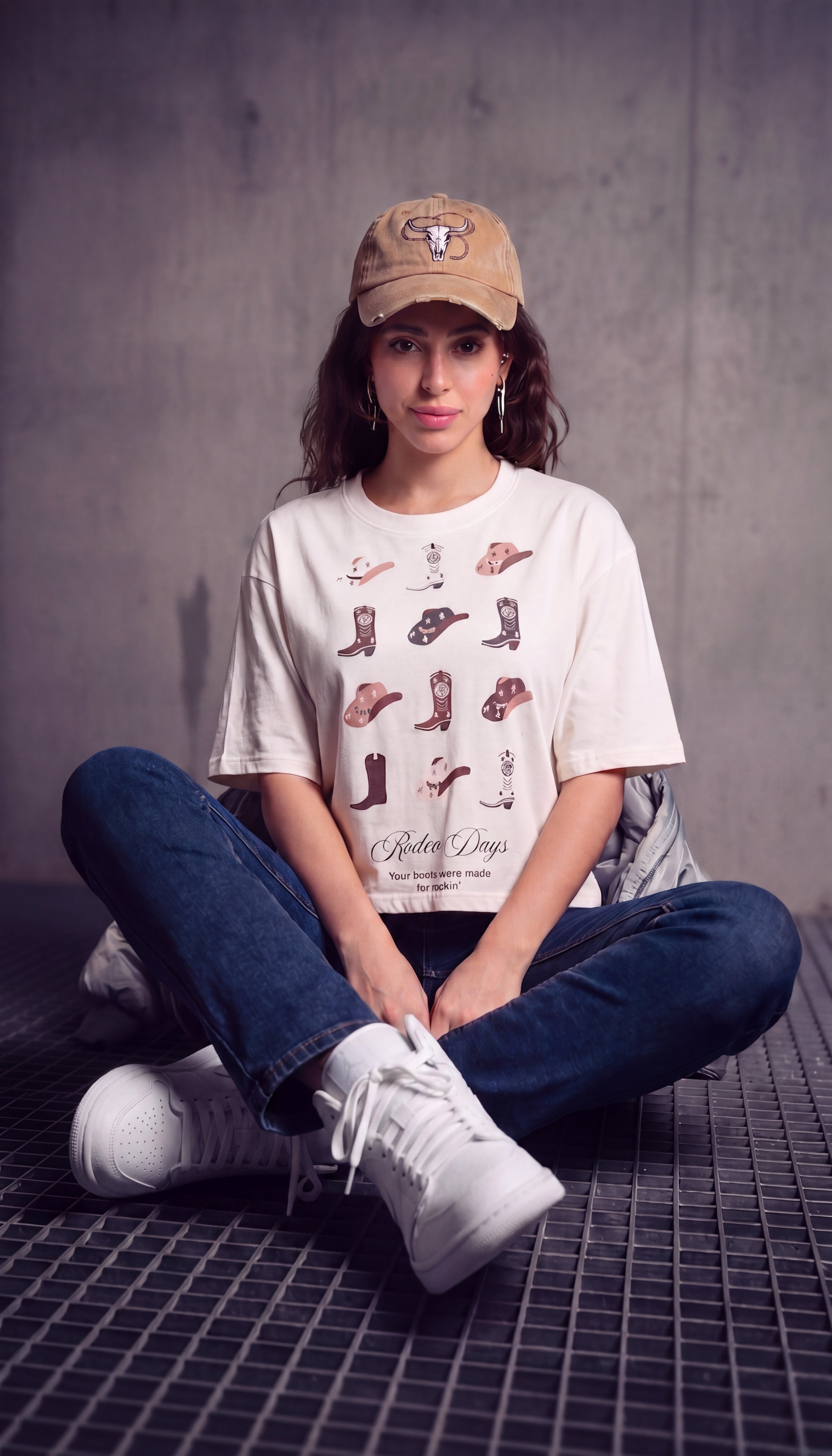 Cream Cotton Blend Regular Fit T-Shirt