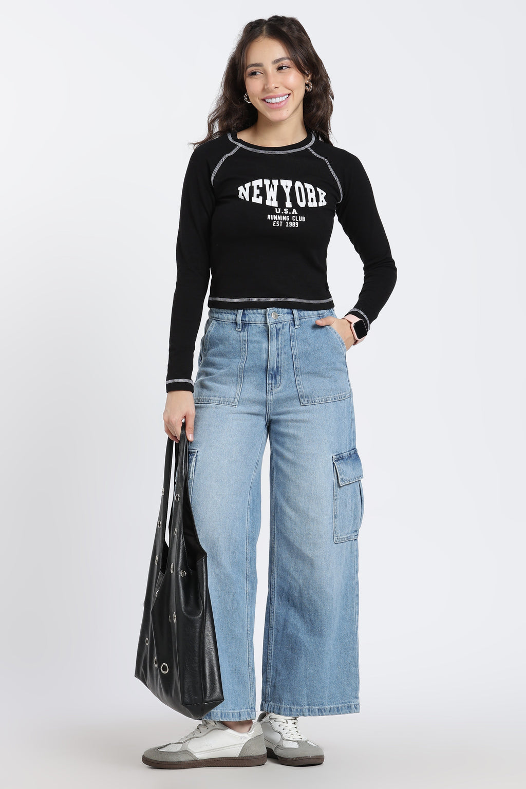 Black Raglan Sleeves Regular Fit T-Shirt