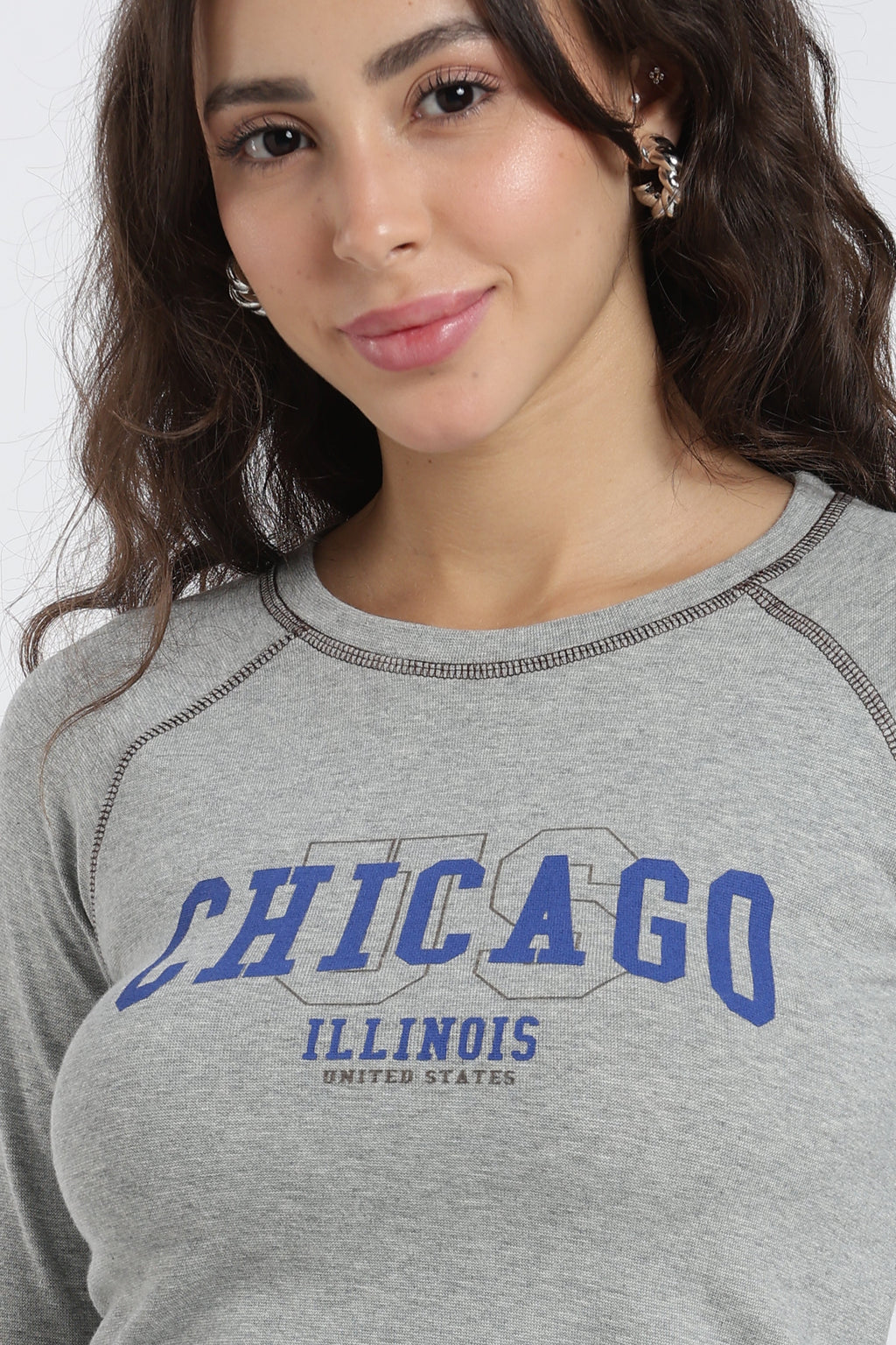Grey Raglan Sleeves Regular Fit T-Shirt