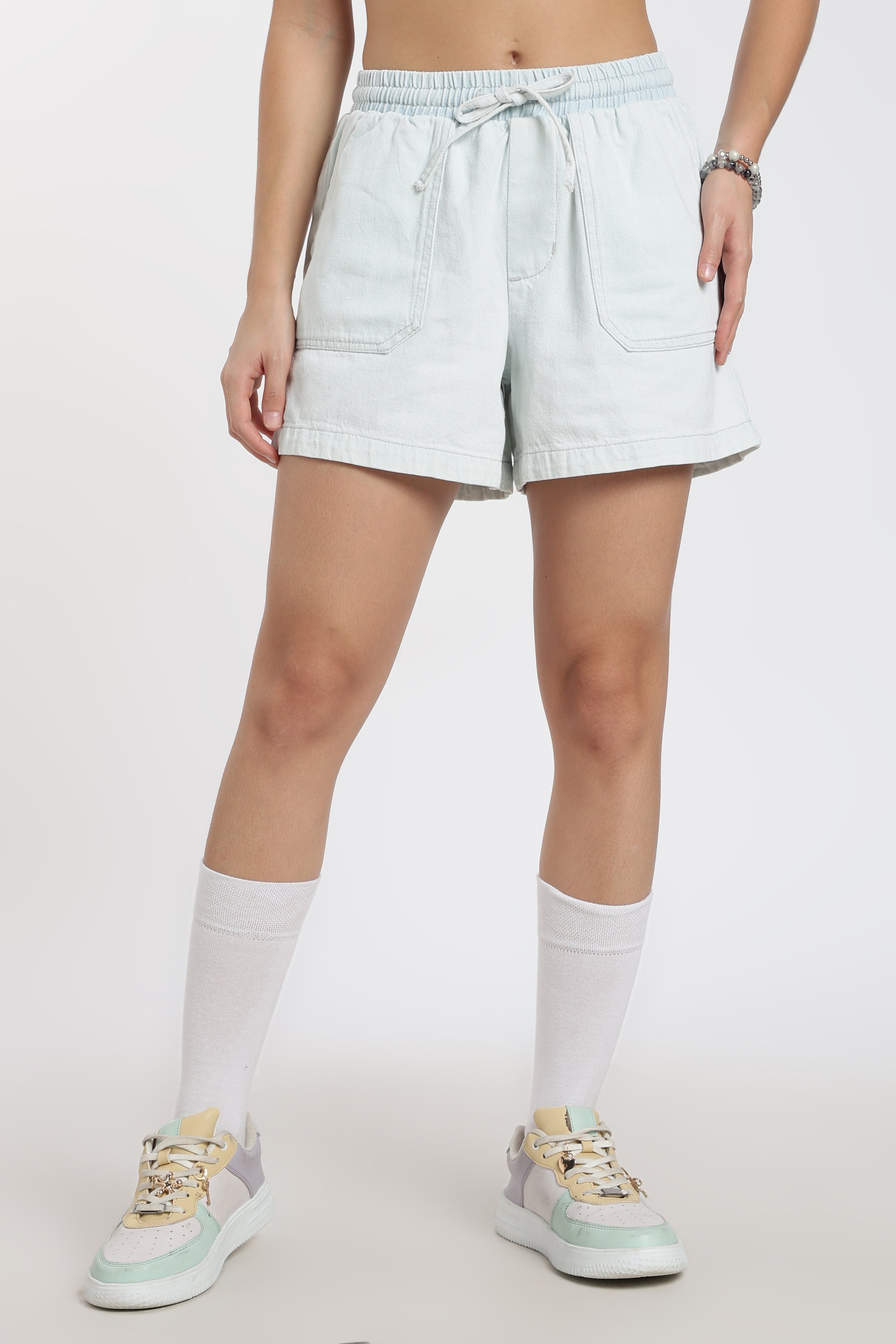 Light Blue 4 Pocketed Regular Fit Shorts
