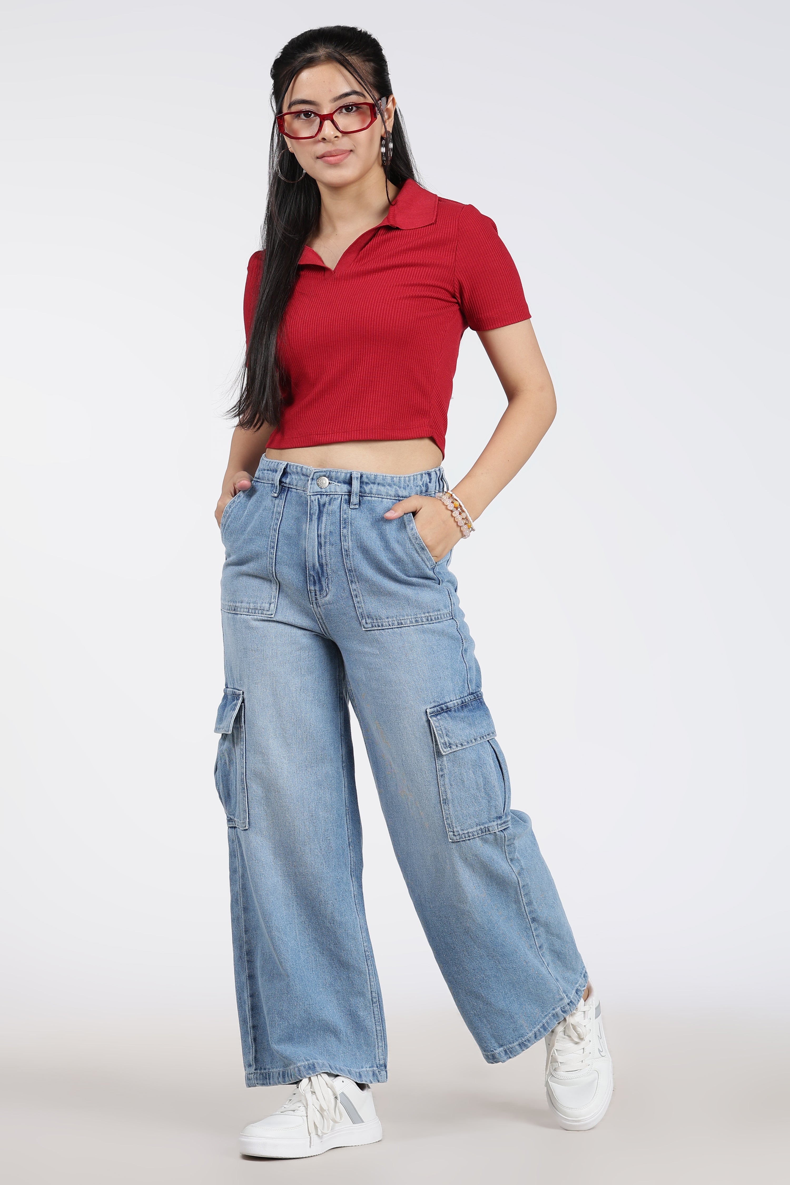 Light Blue 6 Pocketed Regular Fit Jeans