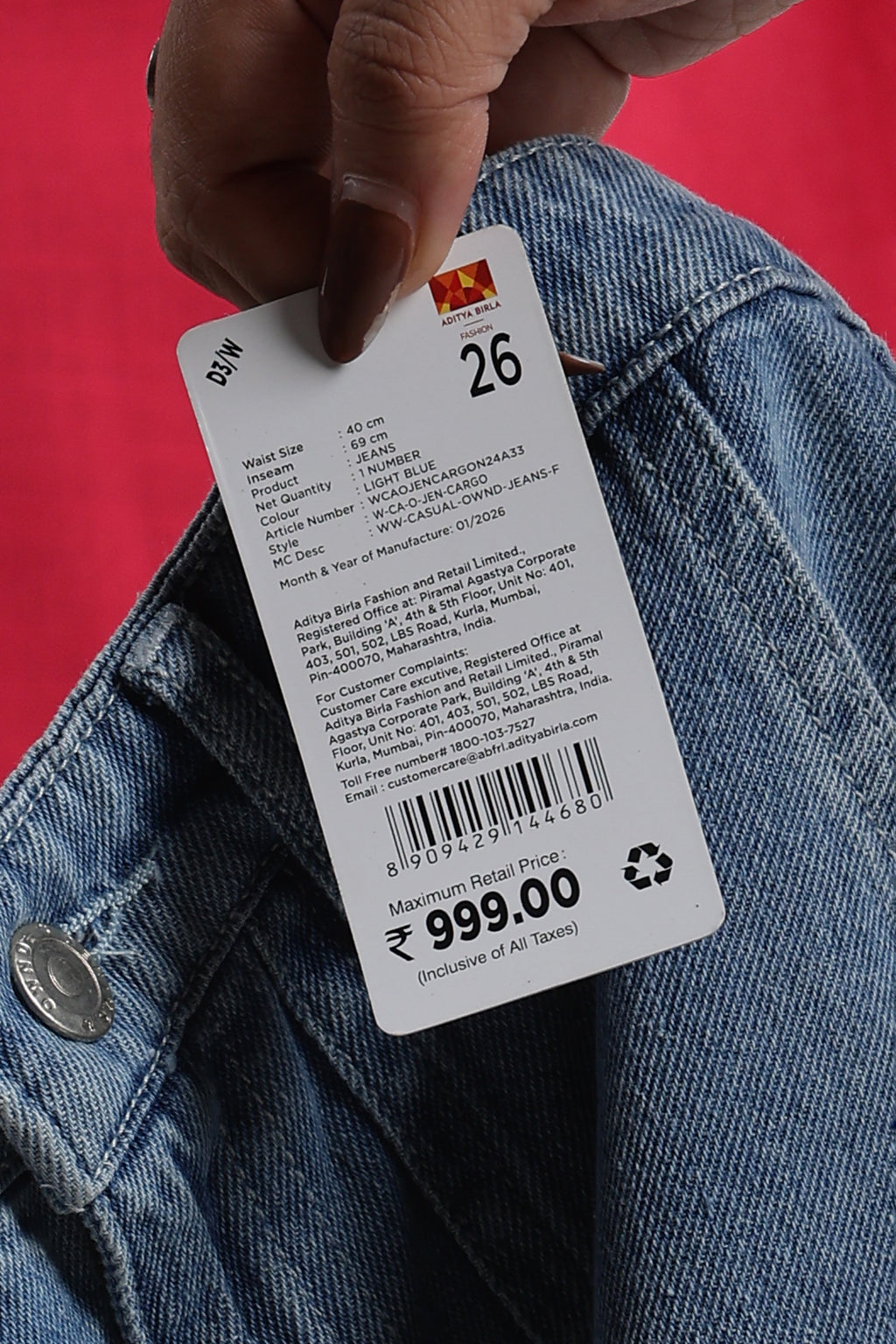 Light Blue 6 Pocketed Regular Fit Jeans