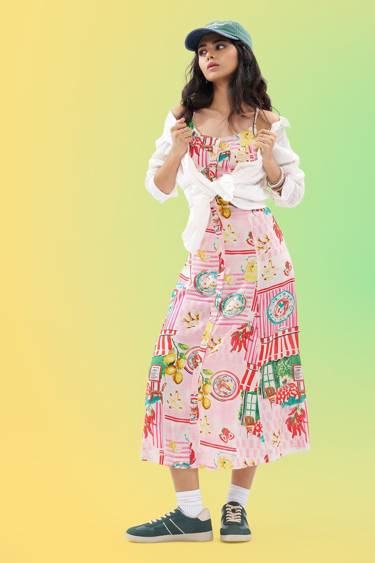 Multicoloured Sleeveless Tropical Print Dress