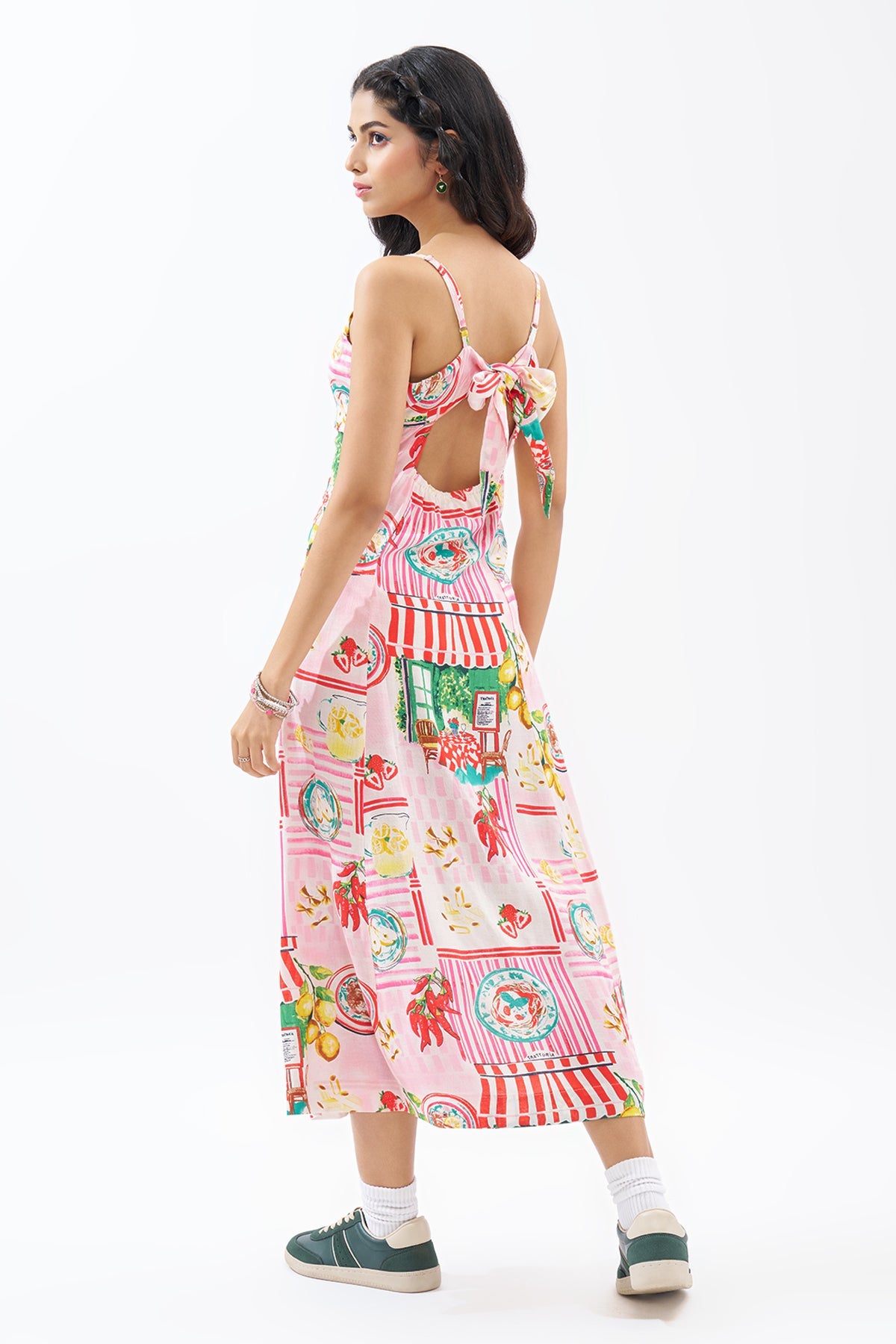 Multicoloured Sleeveless Tropical Print Dress