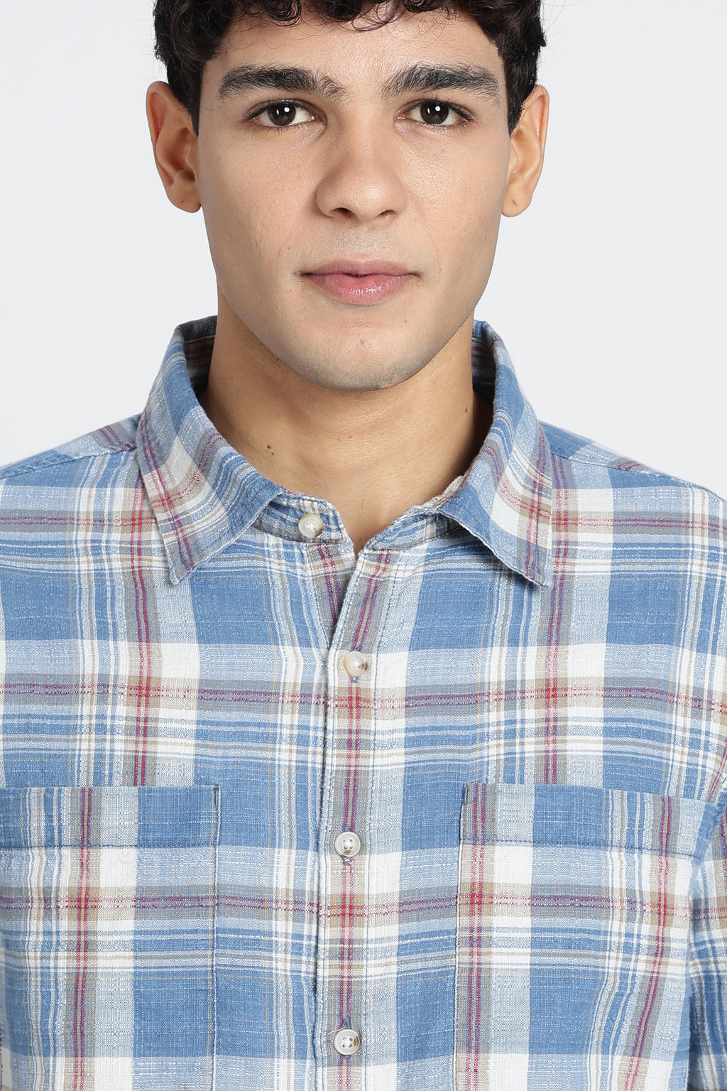 Light Blue Checkered Regular Fit Shirt