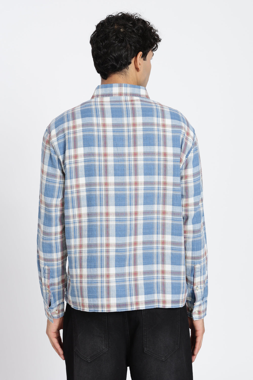 Light Blue Checkered Regular Fit Shirt