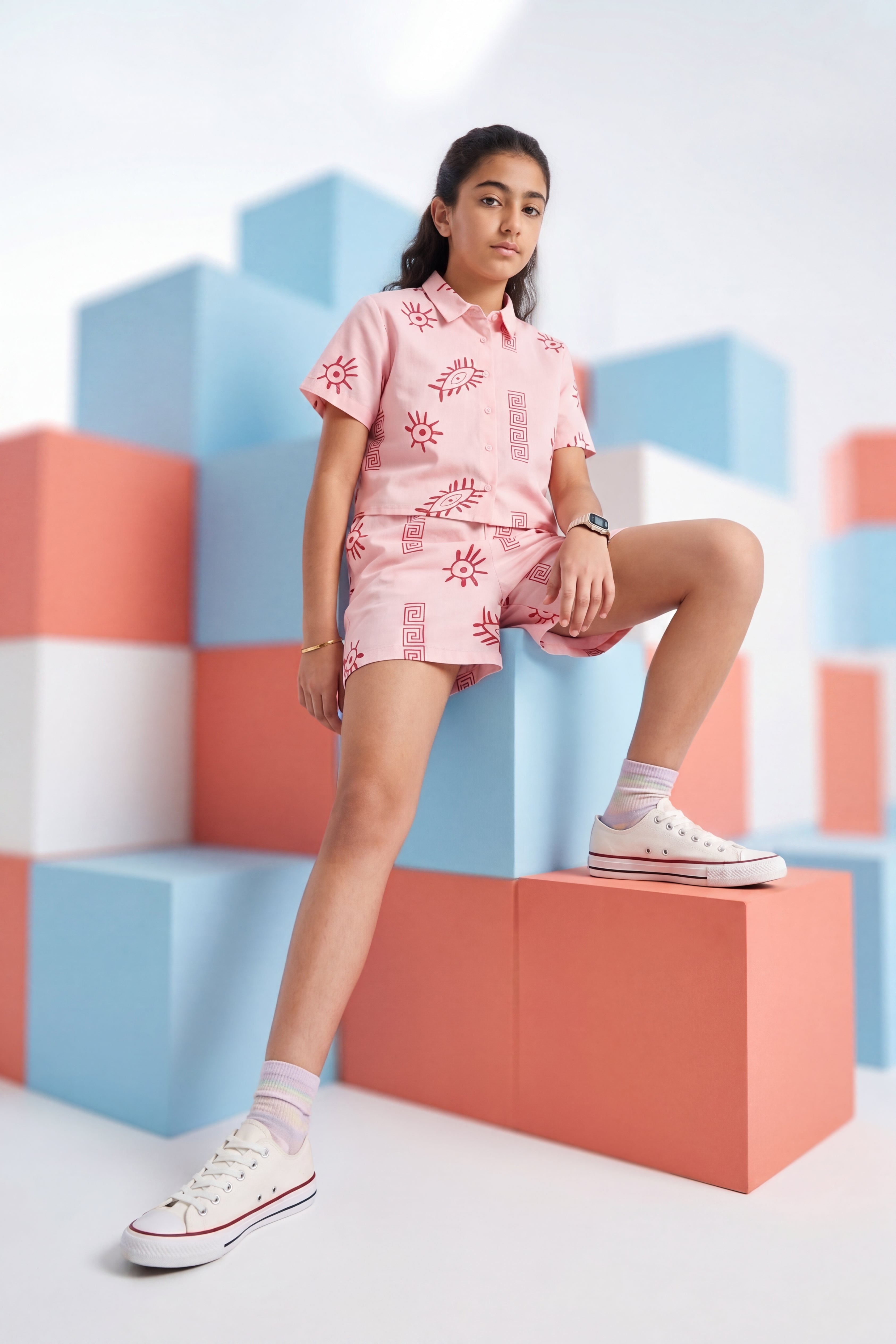 Pink Evil Eye All - Over Printed Regular Fit Co-ord Set