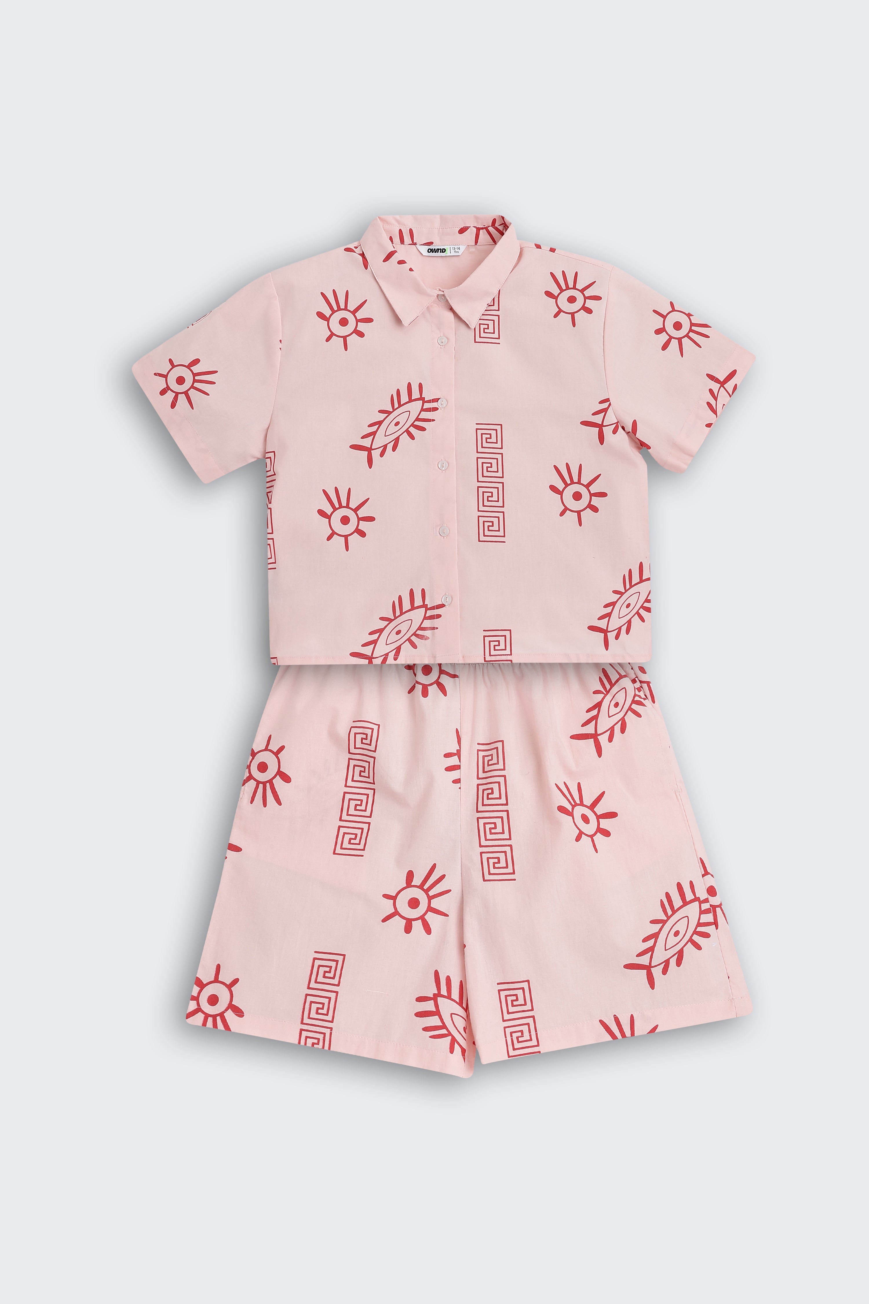 Pink Evil Eye All - Over Printed Regular Fit Co-ord Set