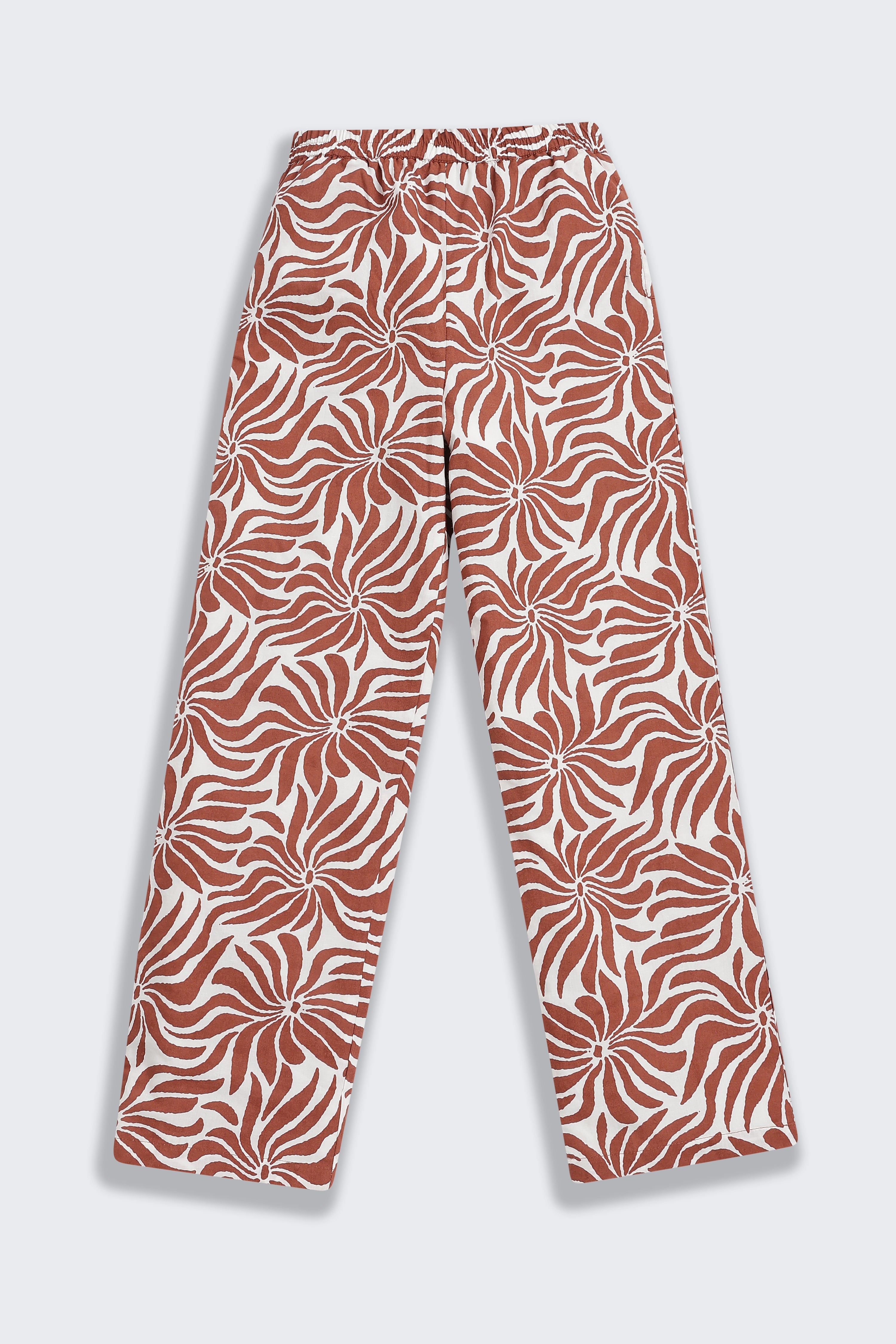Brown Floral All - Over Printed Regular Fit Co-ord Set