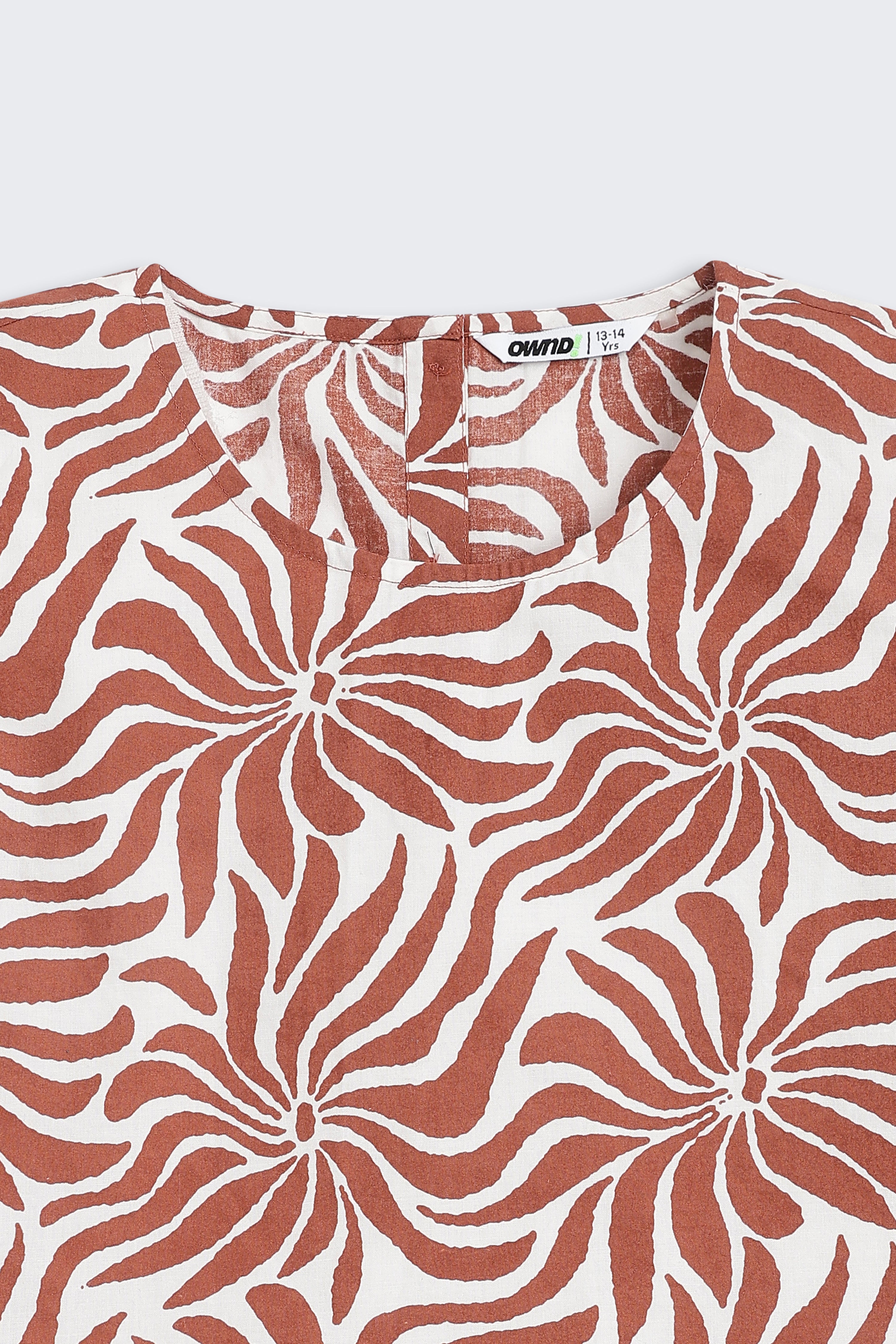Brown Floral All - Over Printed Regular Fit Co-ord Set