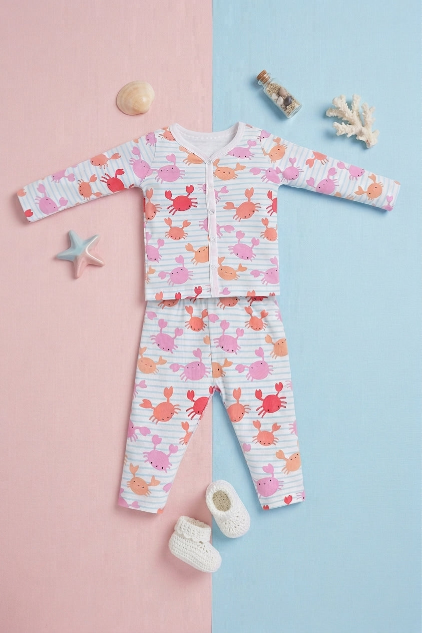 Multi-coloured Crabs Printed Regular Fit Co-ord Set