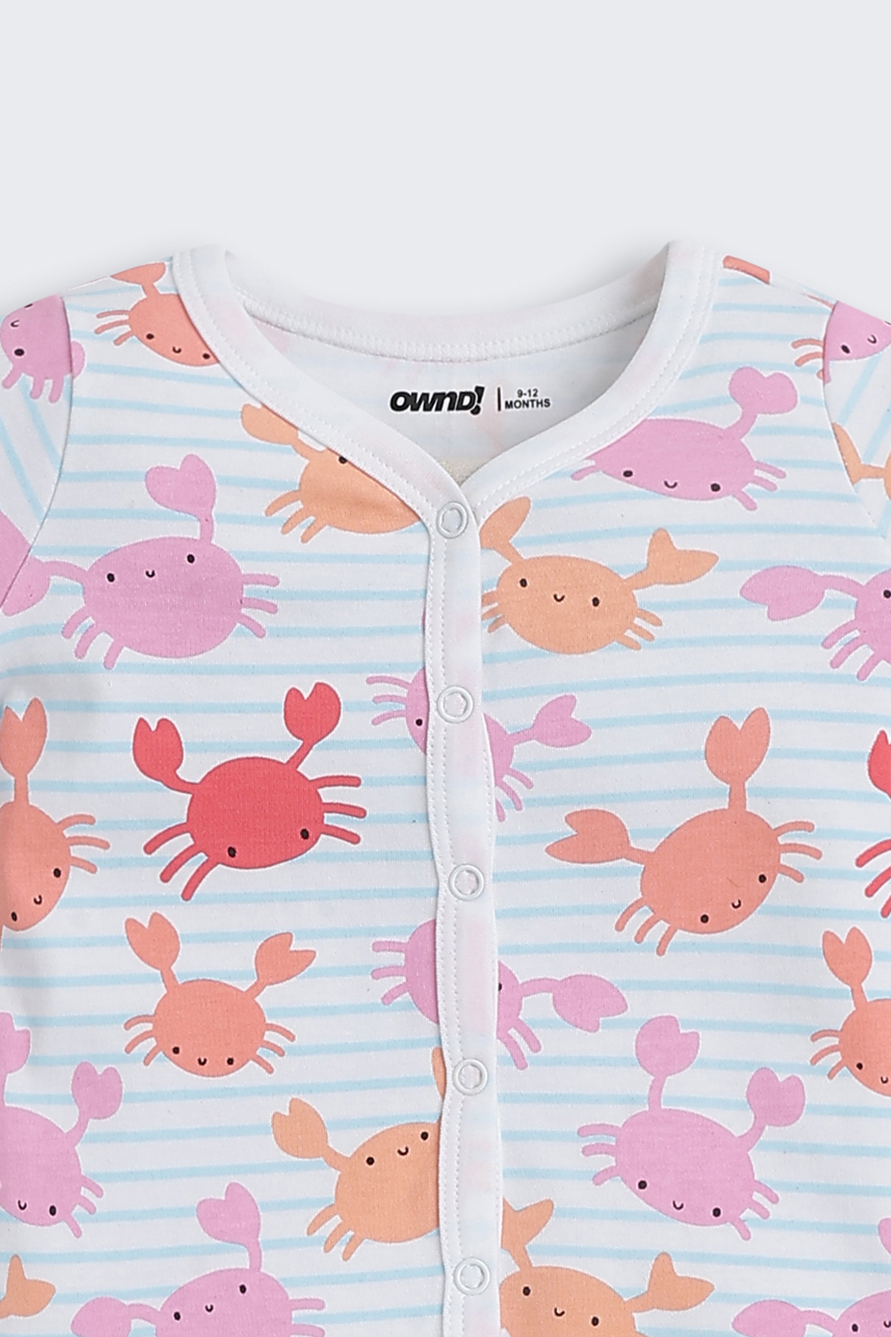 Multi-coloured Crabs Printed Regular Fit Co-ord Set