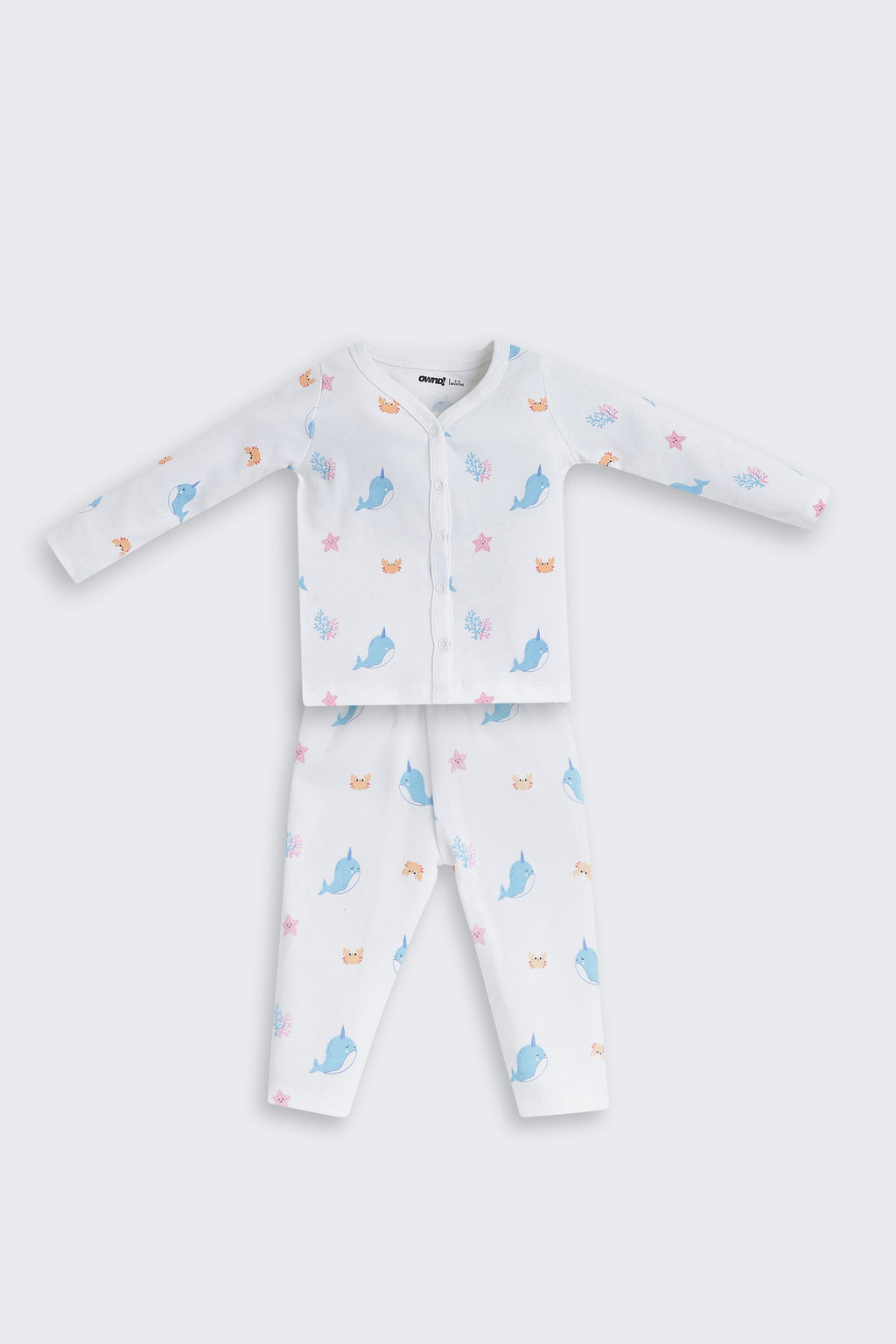 White Fish Printed Regular Fit Co-ord Set