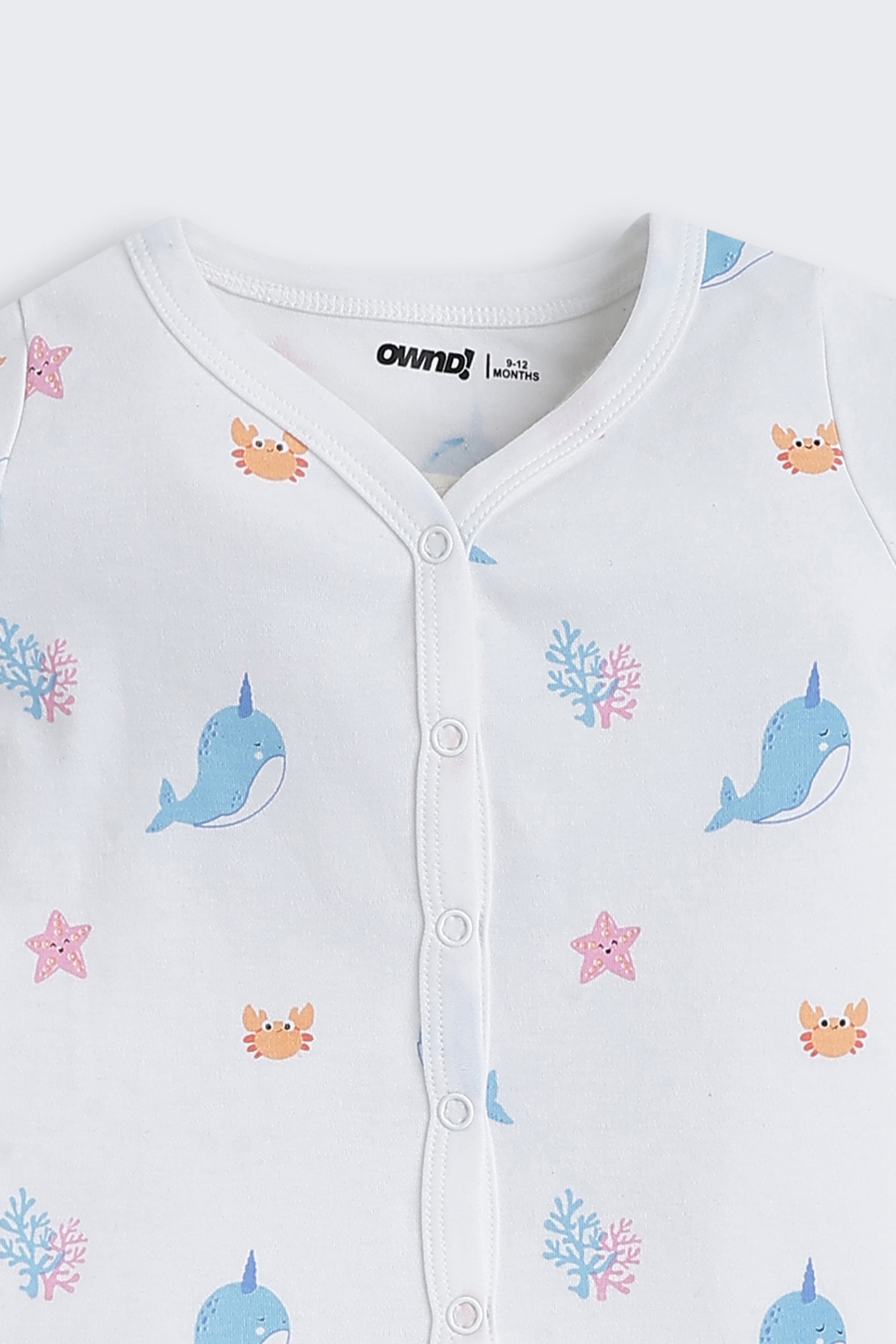 White Fish Printed Regular Fit Co-ord Set