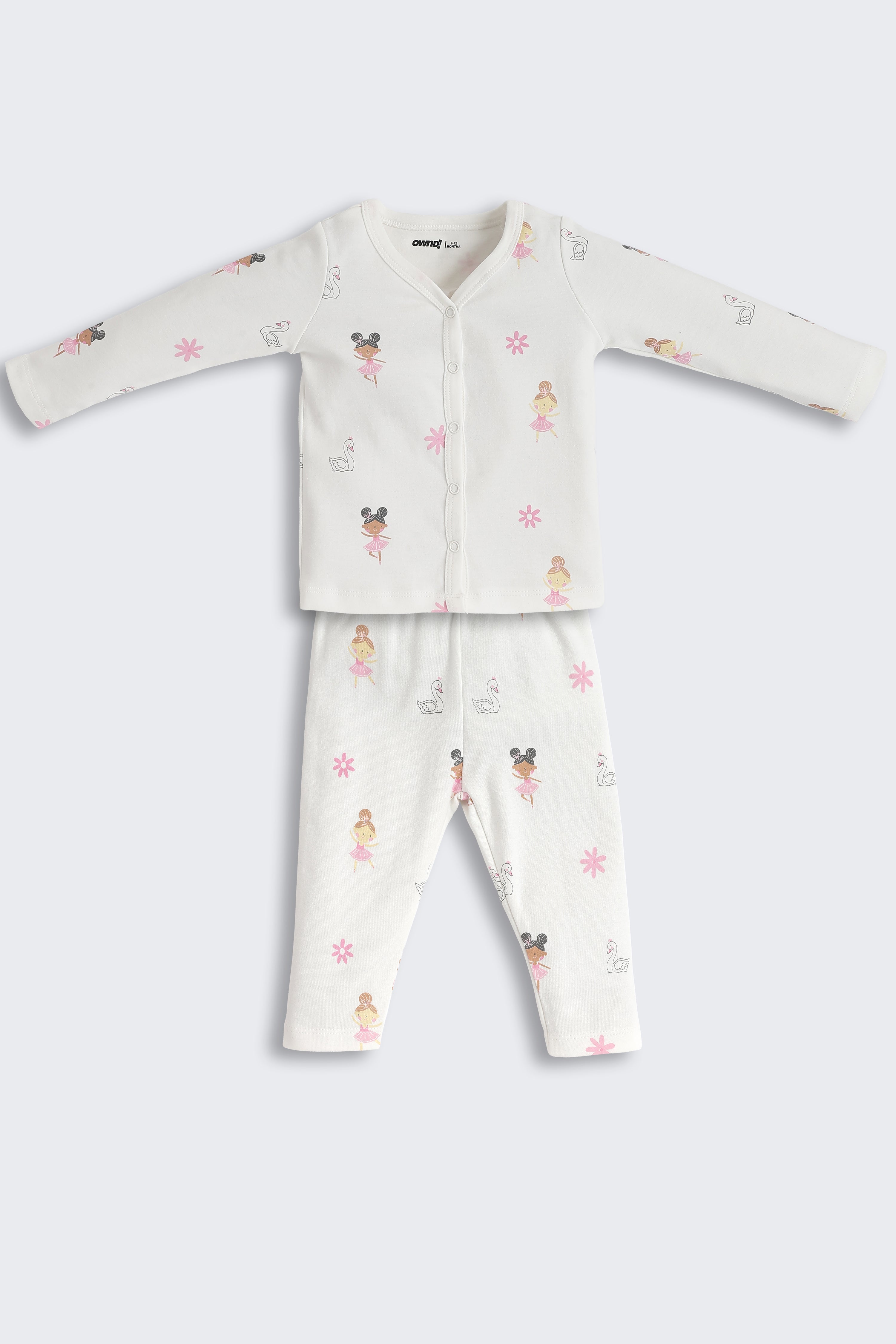 White Girls Design Printed Regular Fit Pant