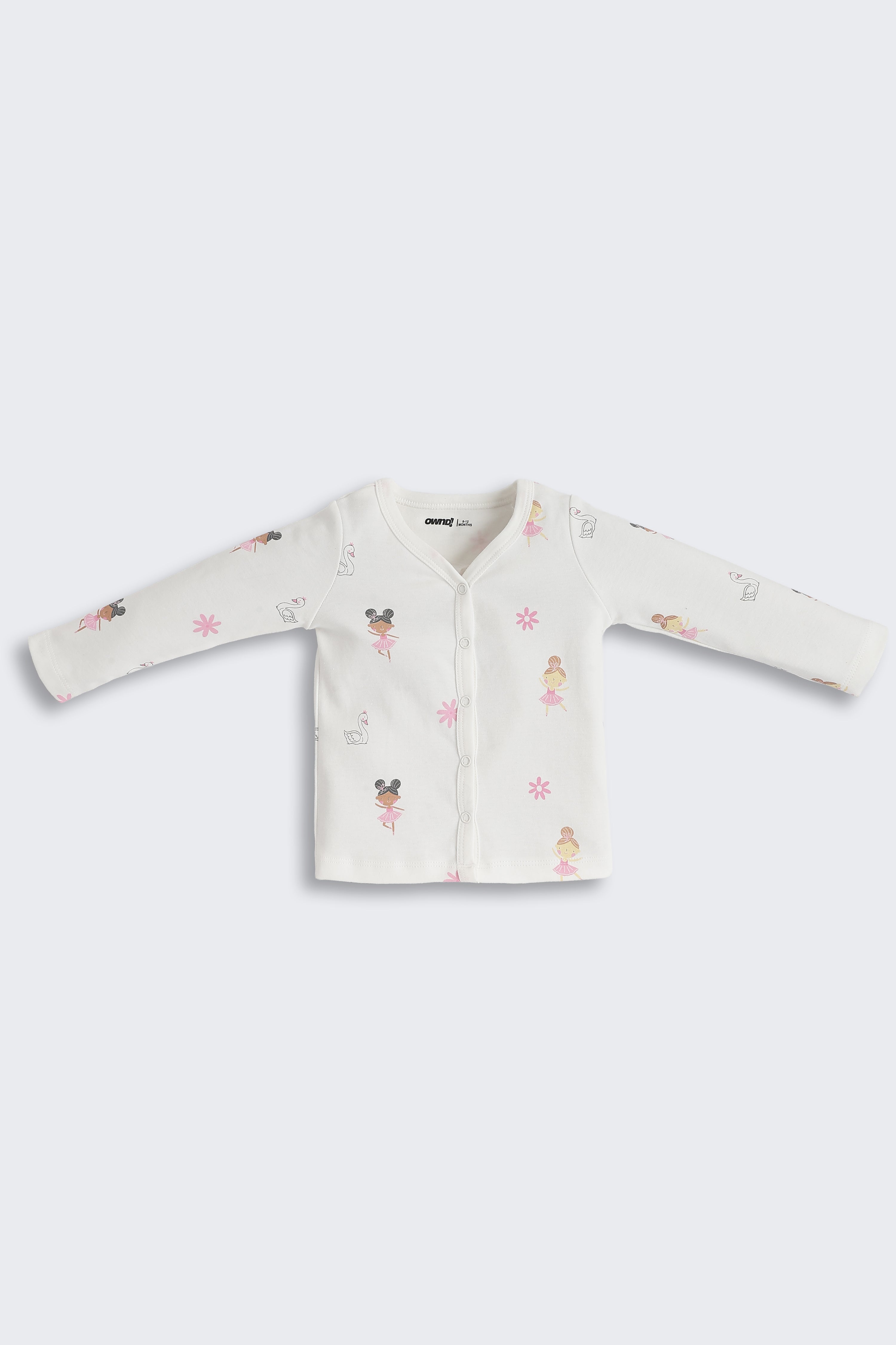 White Girls Design Printed Regular Fit Pant