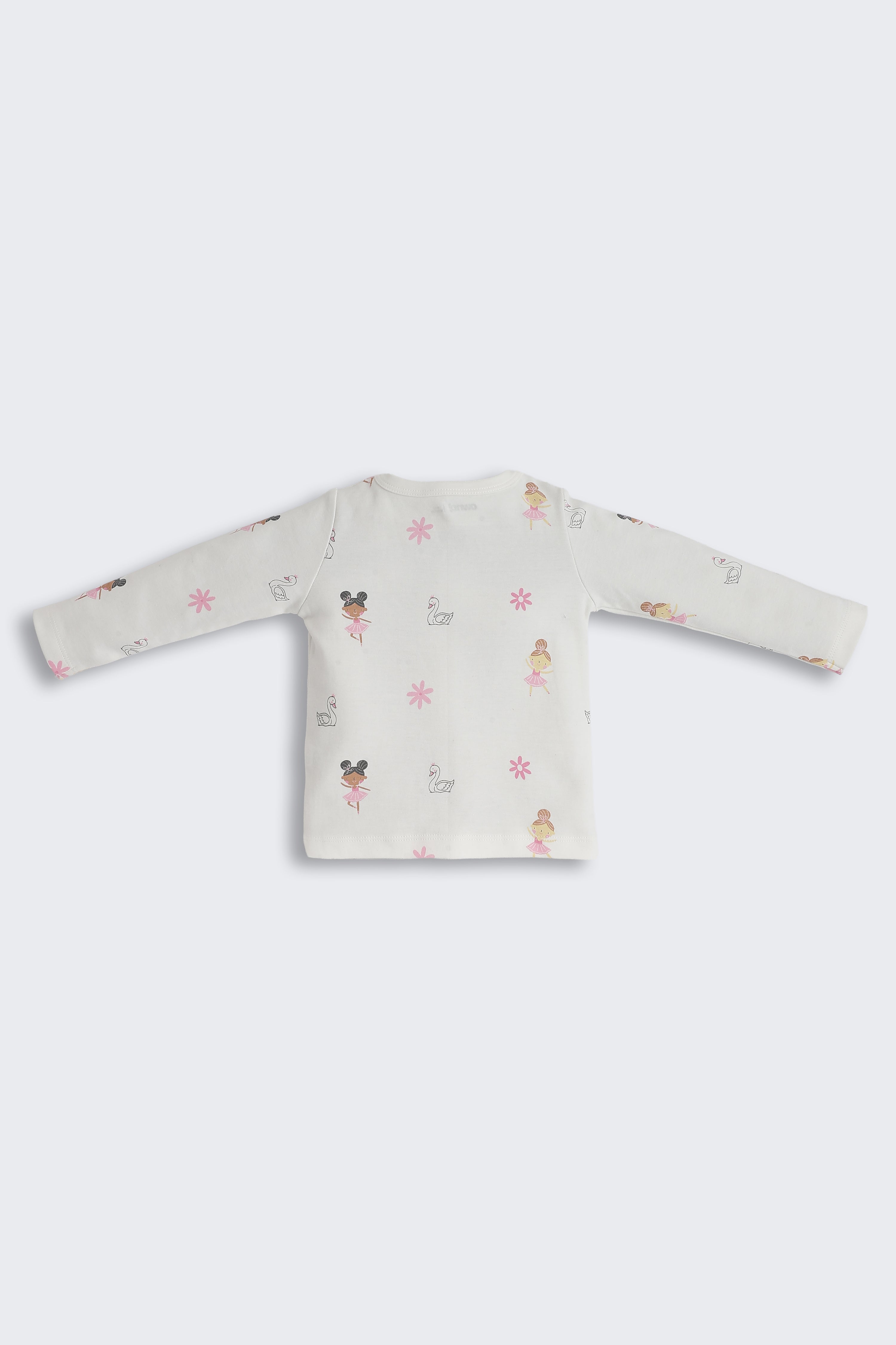 White Girls Design Printed Regular Fit Pant