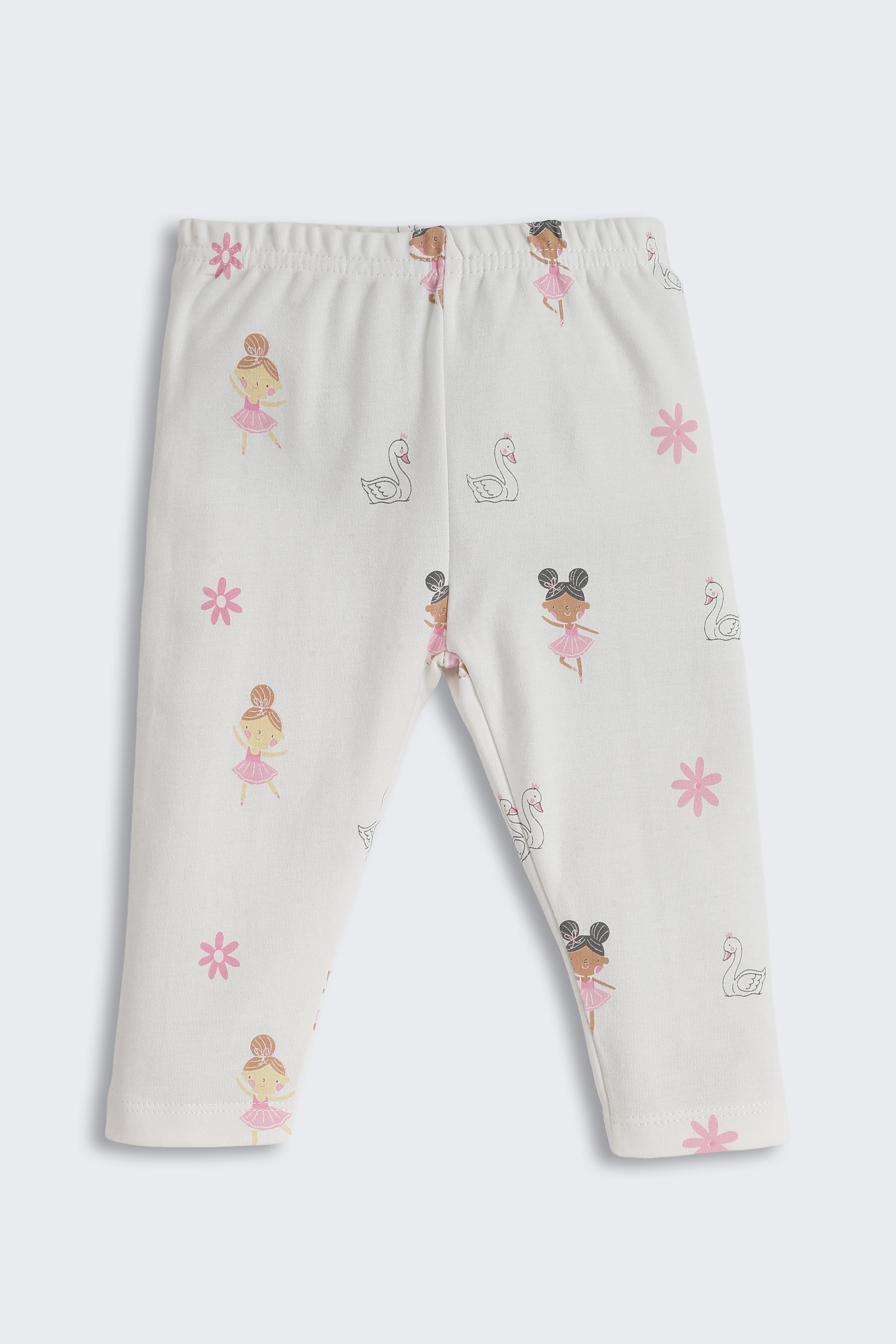 White Girls Design Printed Regular Fit Pant