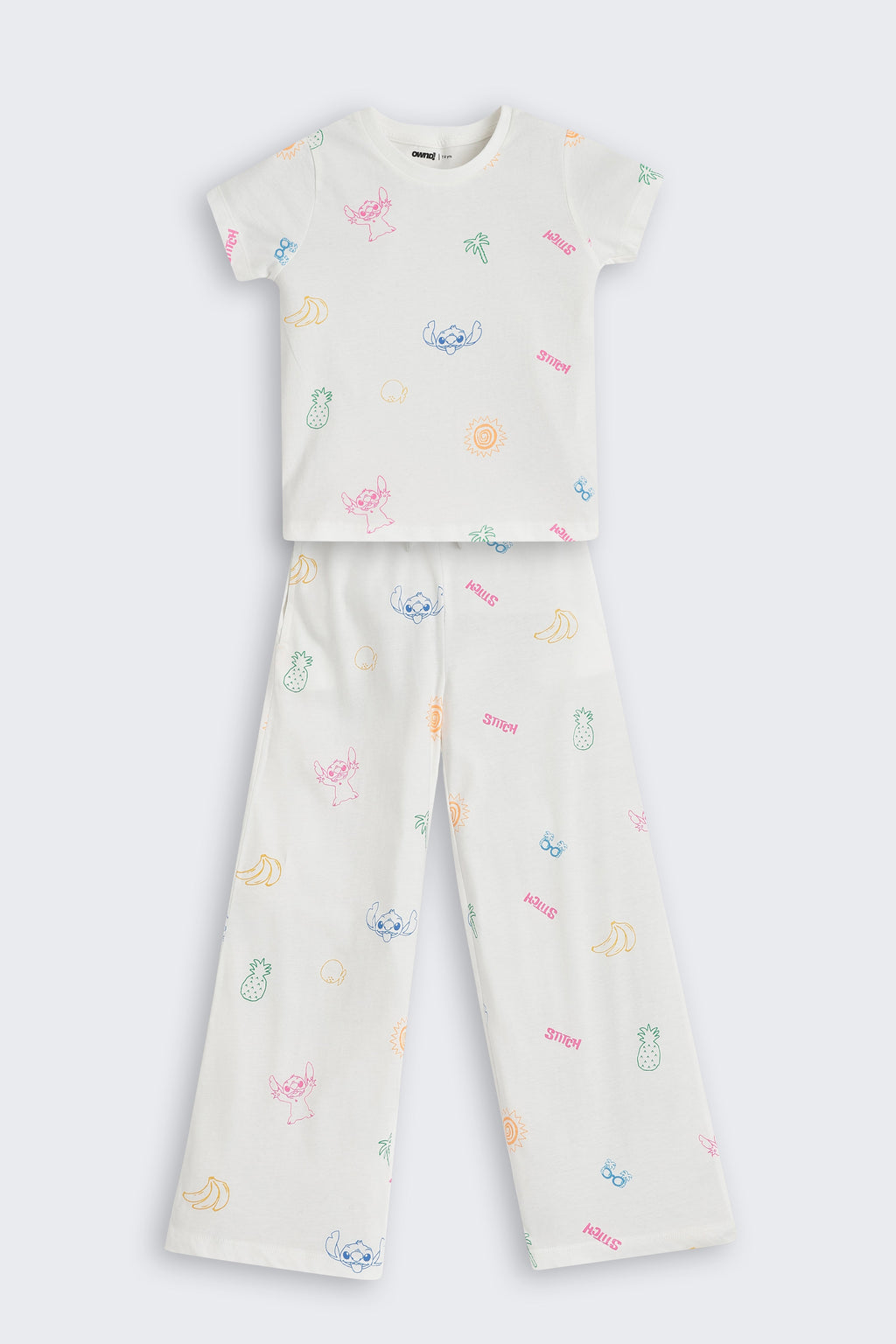 Off White Graphic Printed Regular Fit Night Suit