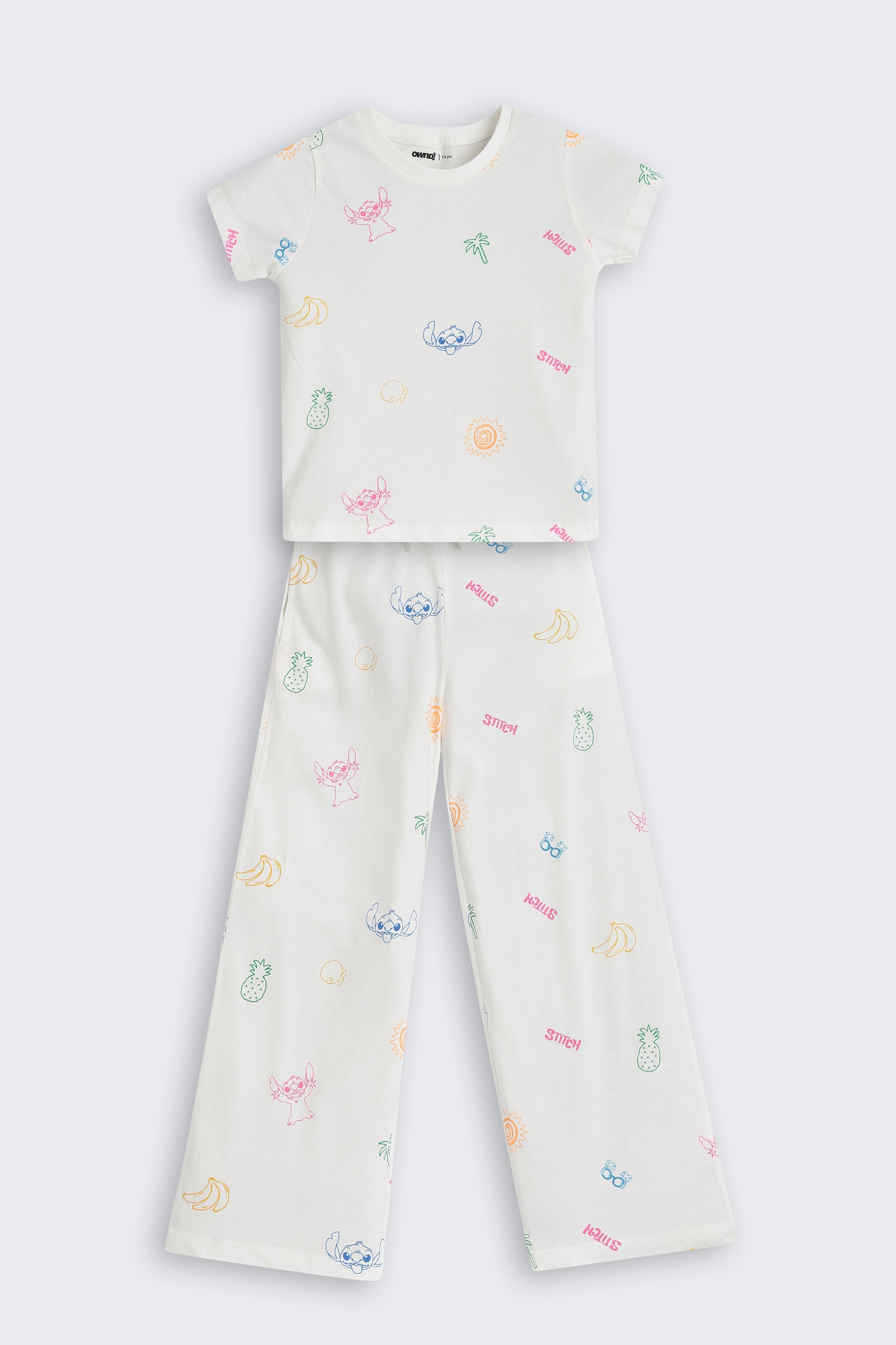 Off White Graphic Printed Regular Fit Night Suit