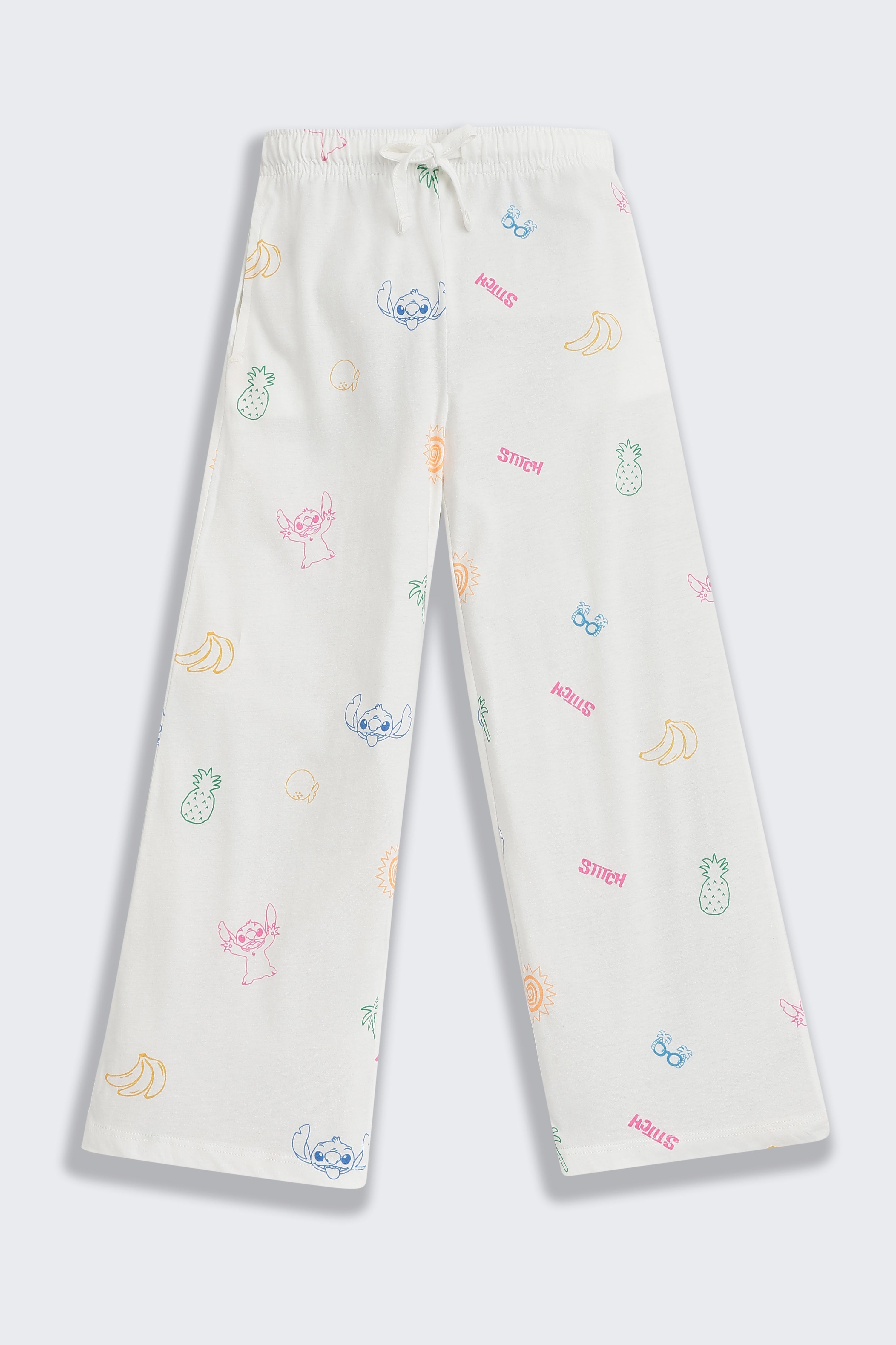 Off White Graphic Printed Regular Fit Night Suit
