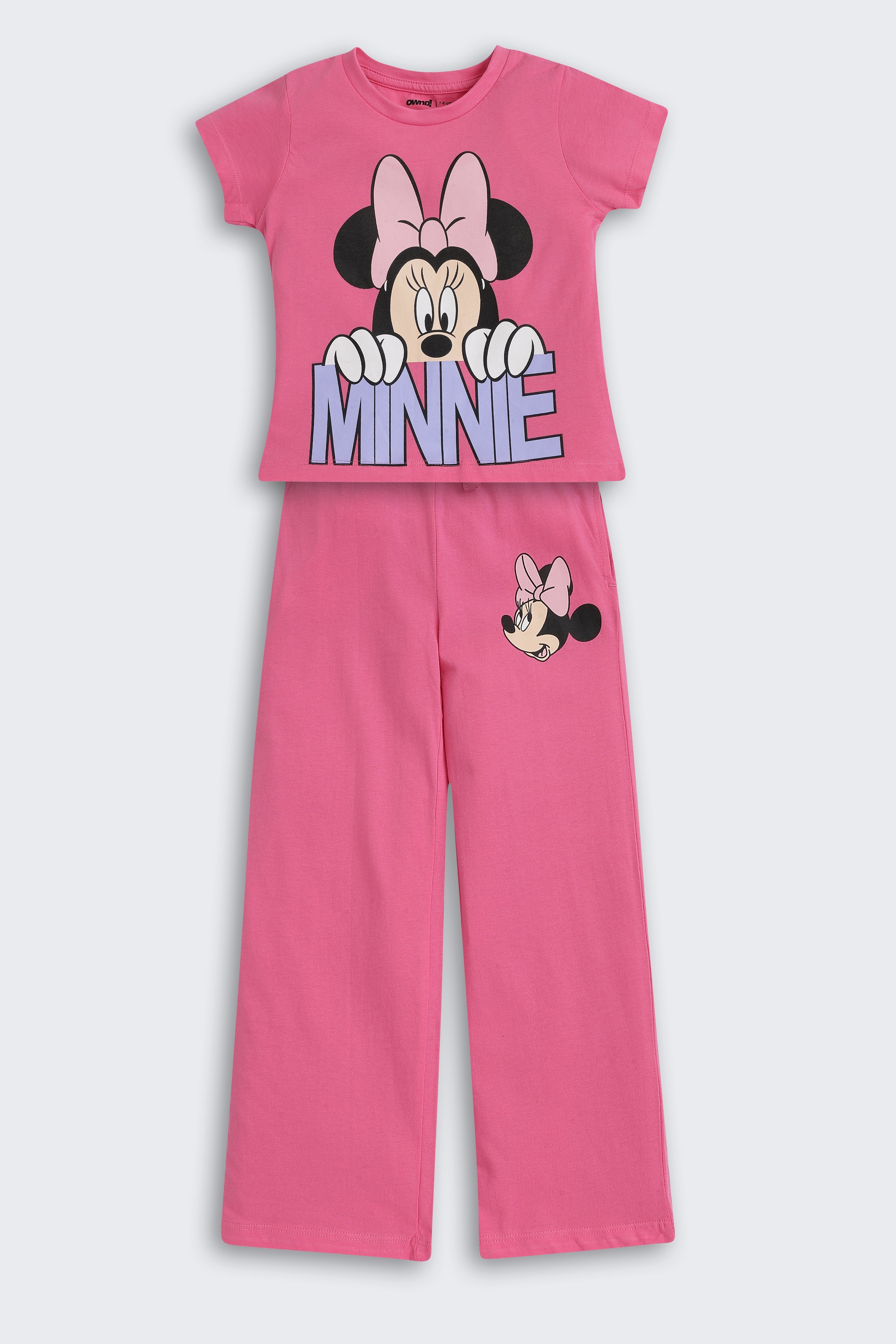 Pink Minnie Mouse Graphic Printed Regular Fit Night Suit
