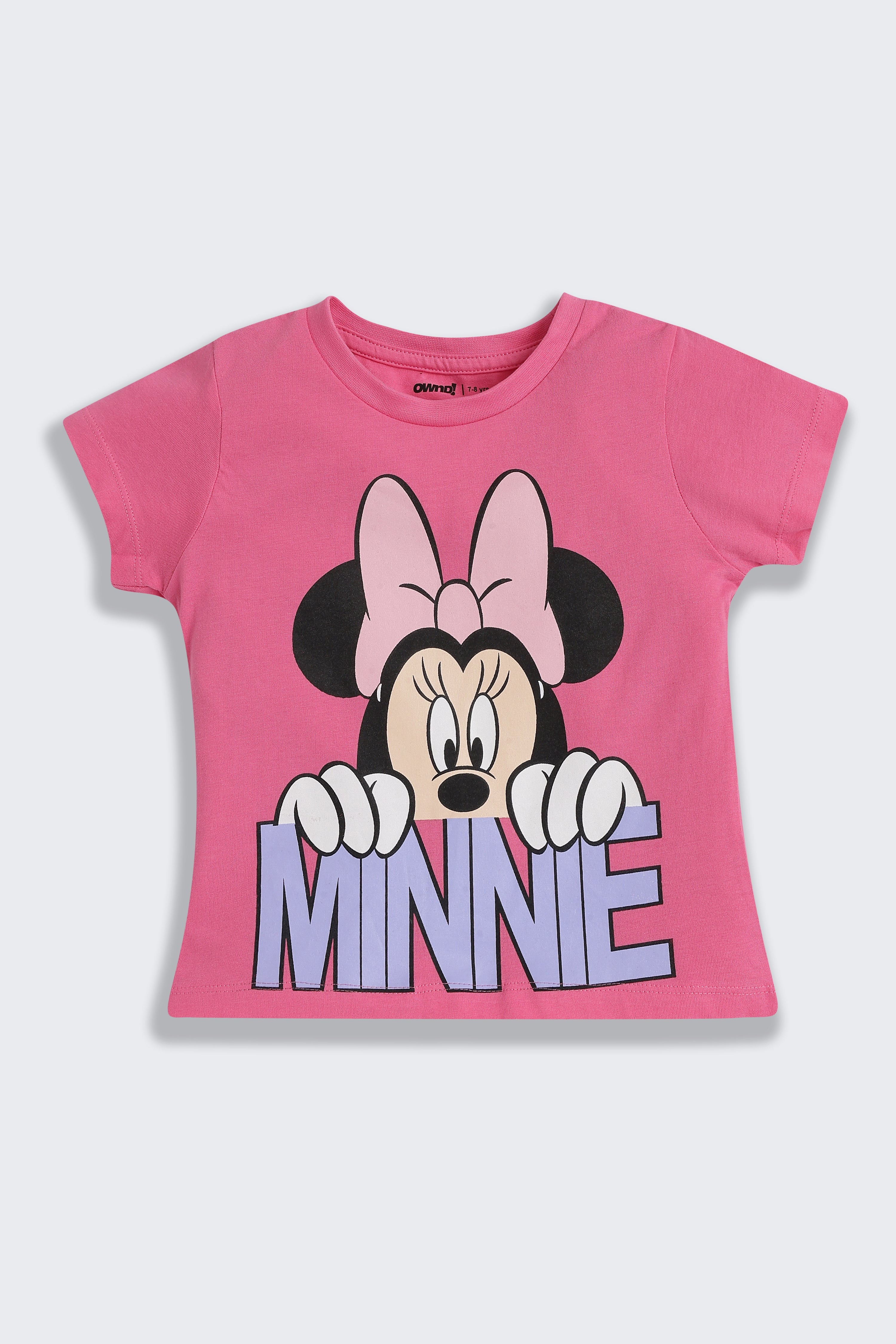 Pink Minnie Mouse Graphic Printed Regular Fit Night Suit