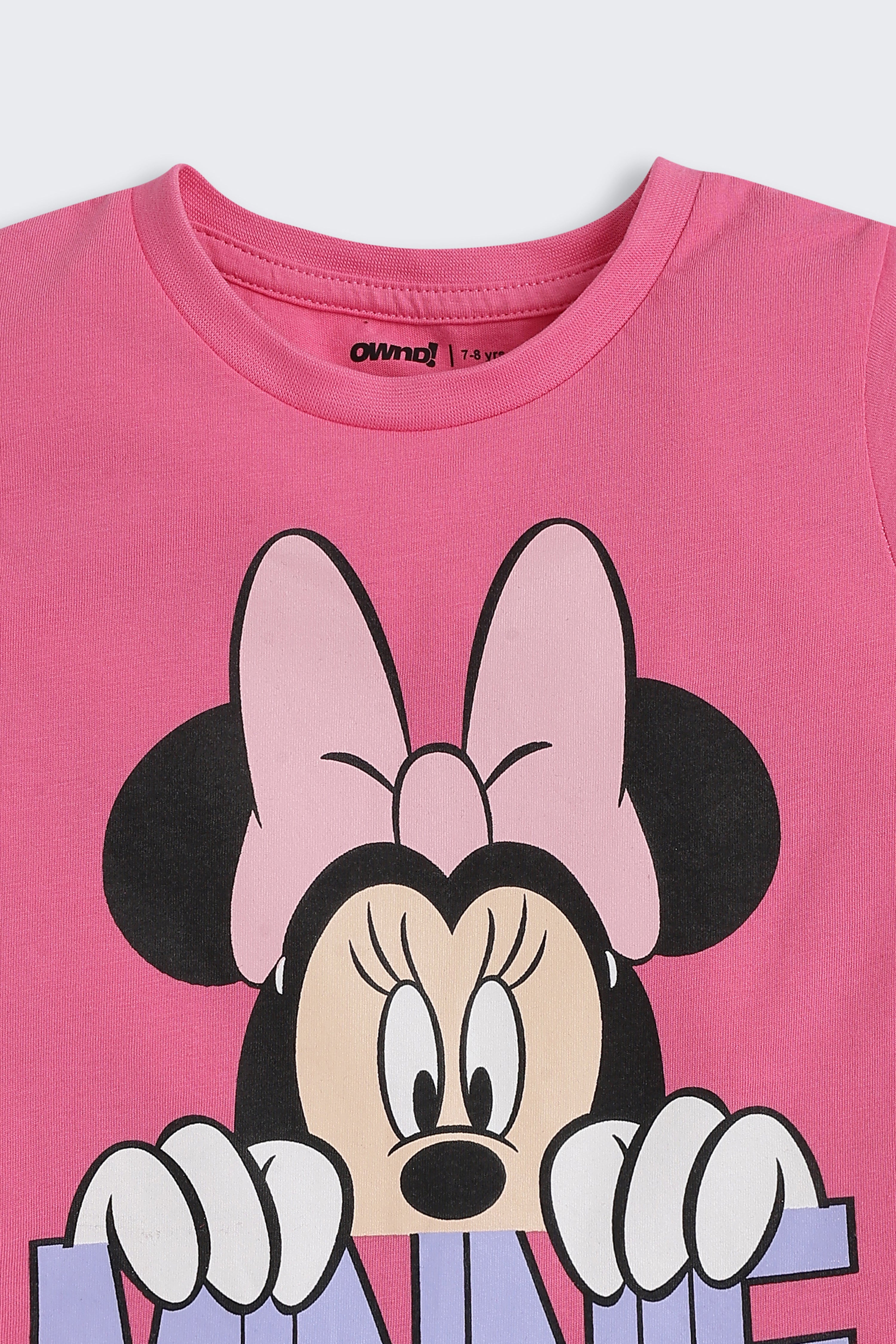 Pink Minnie Mouse Graphic Printed Regular Fit Night Suit