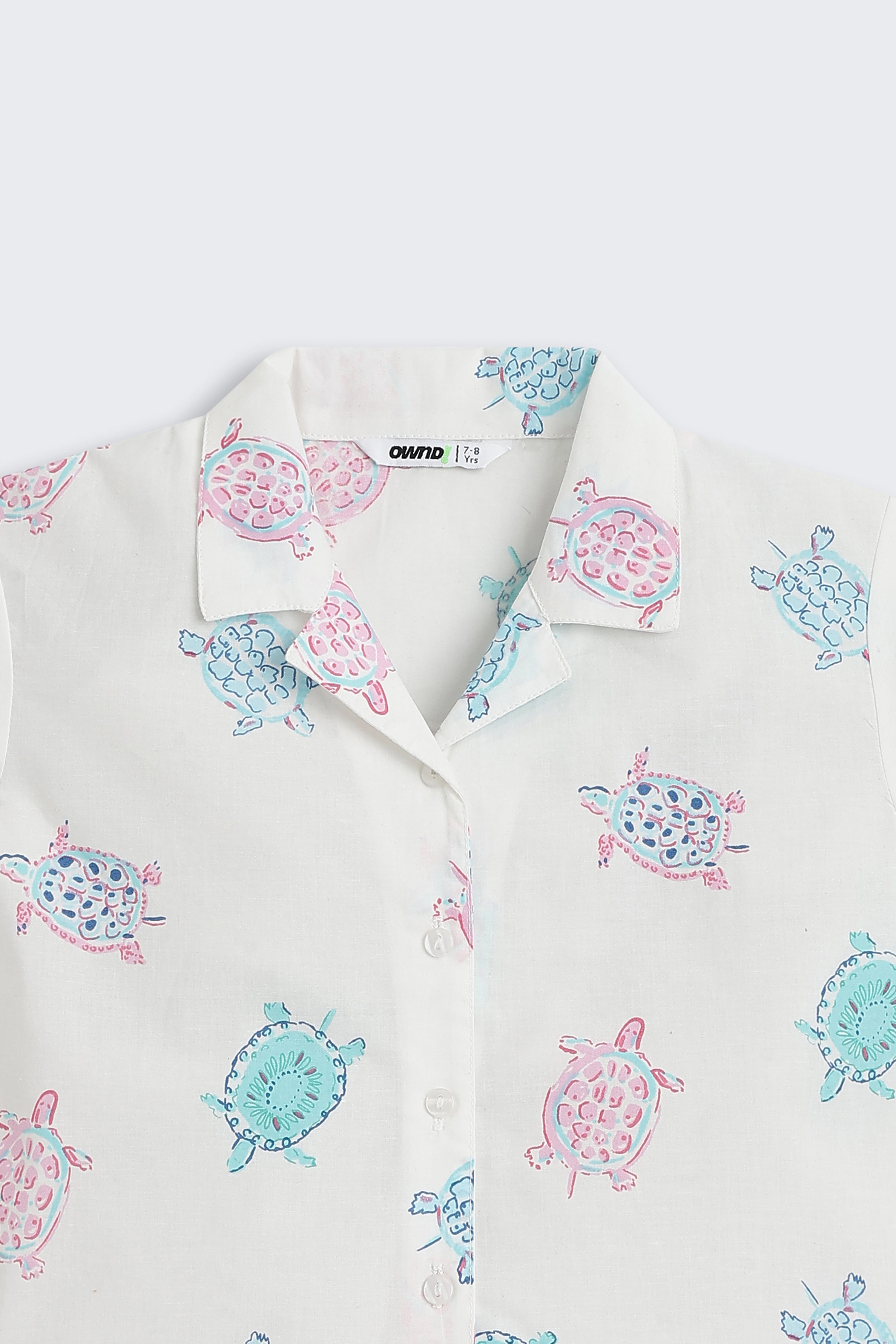White Tortoise Printed Regular Fit Co-ord Set