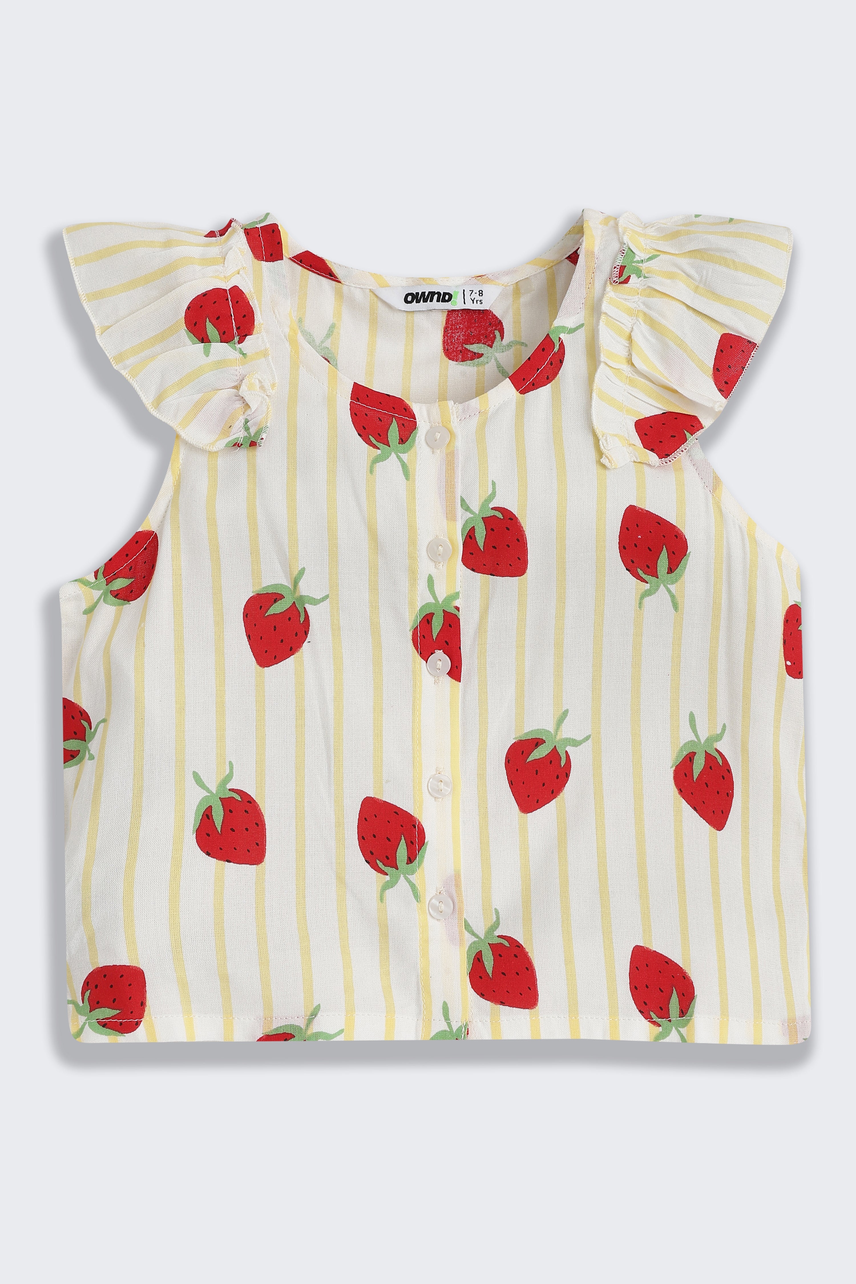 Yellow Strawberry Printed Regular Fit Co-ord Set