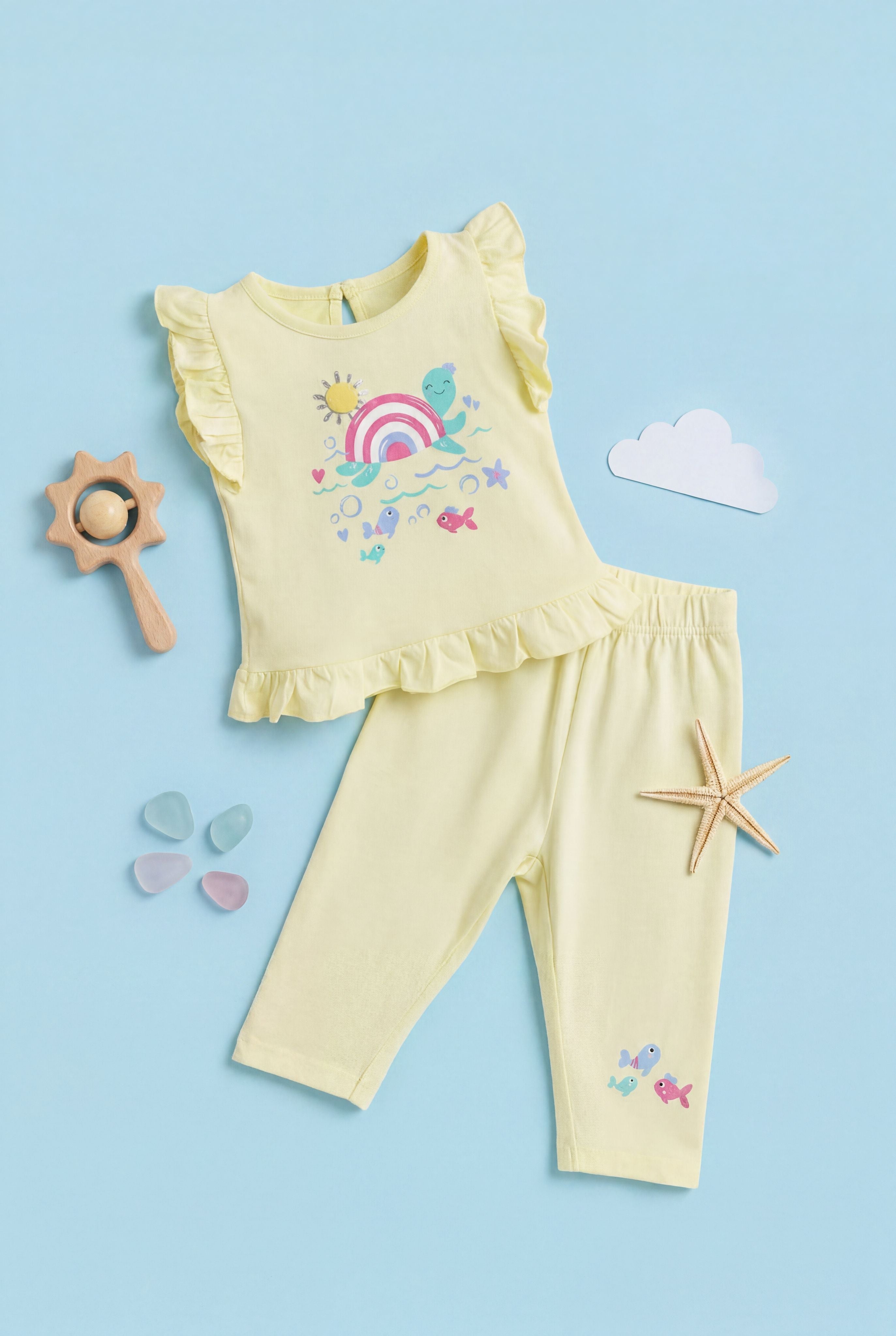 Yellow Graphic Printed Regular Fit Co-ord Set