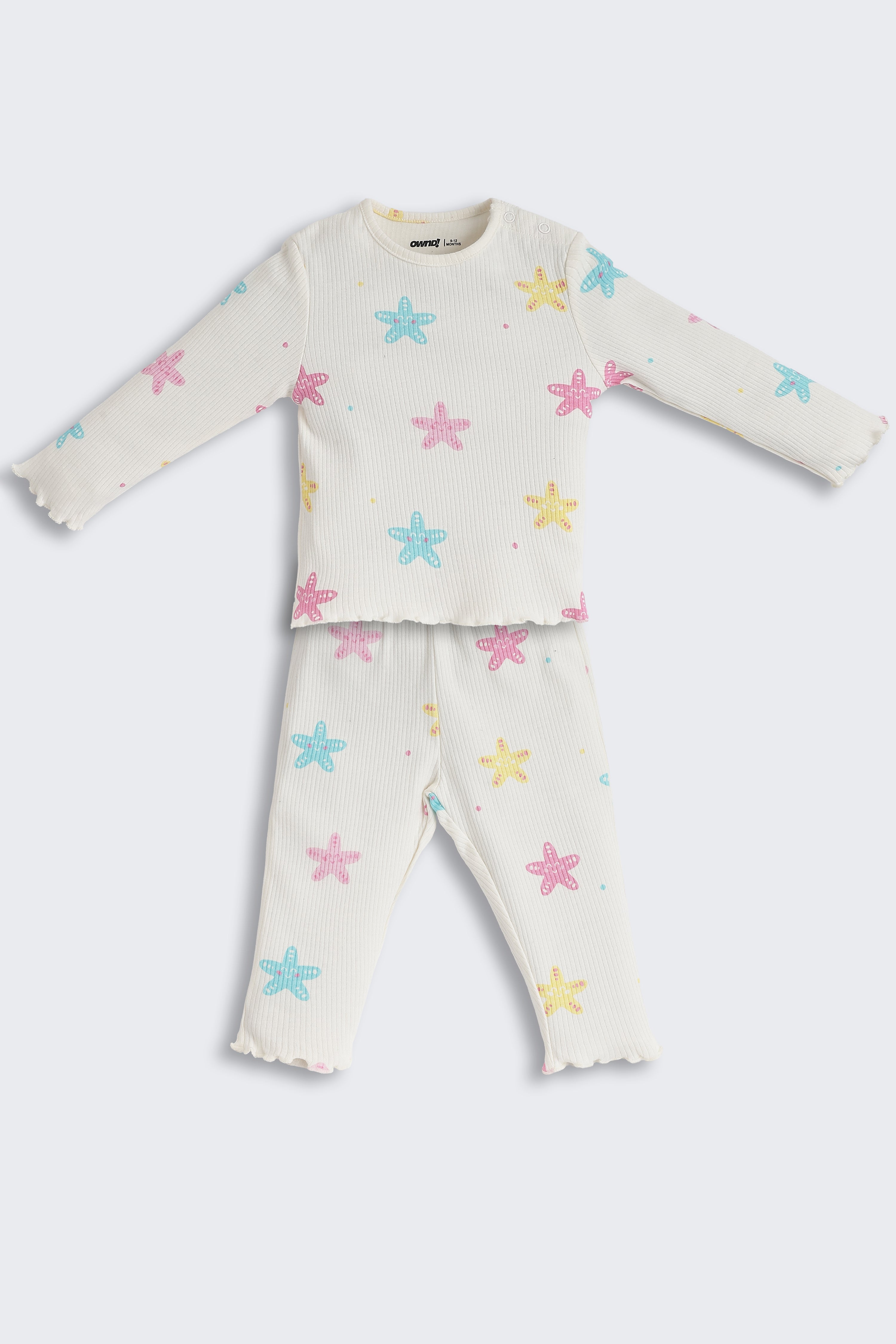 Off White Star Printed Regular Fit Co-ord Set