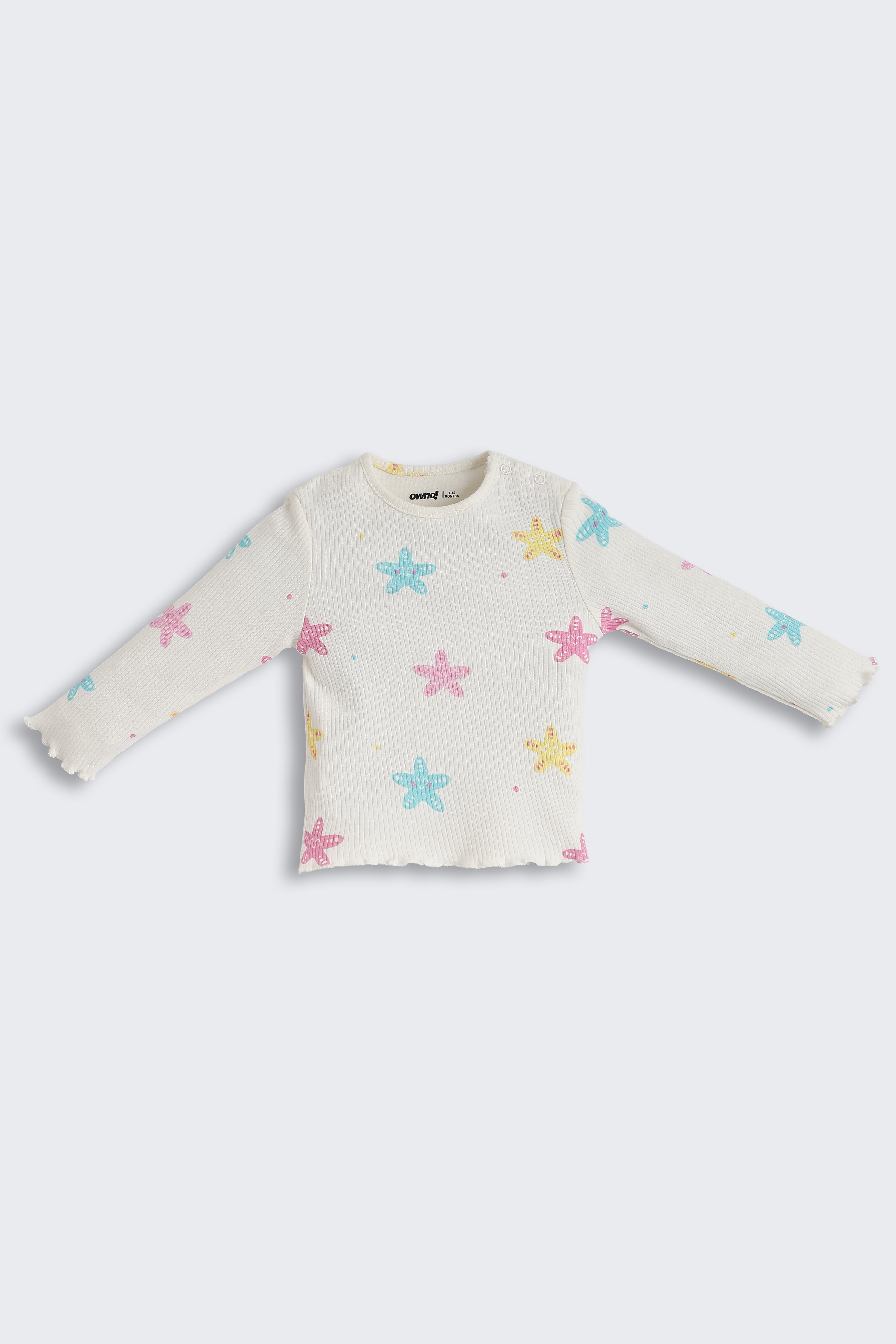 Off White Star Printed Regular Fit Co-ord Set