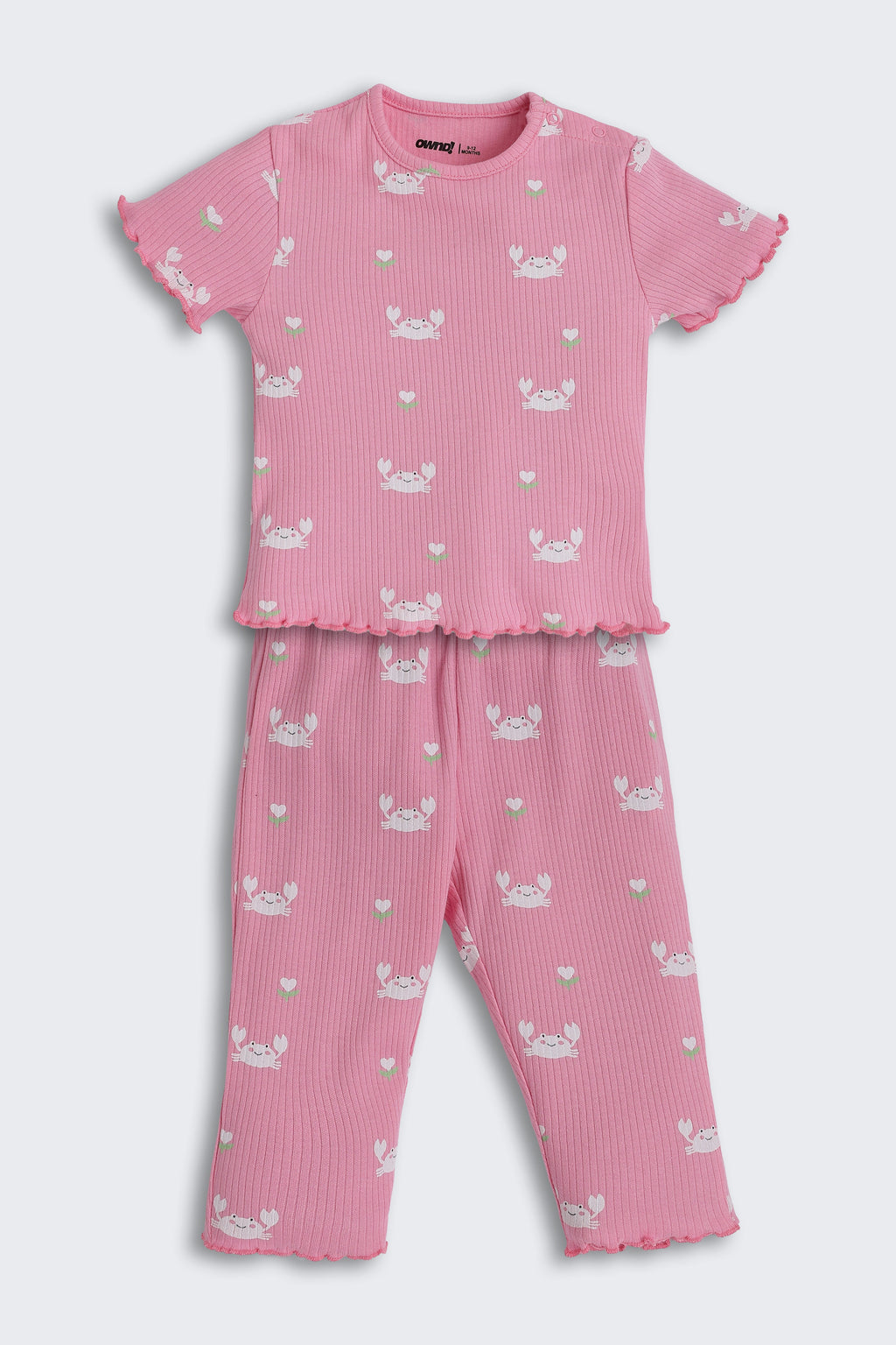 Pink Crabs Printed Regular Fit Co-ord Set