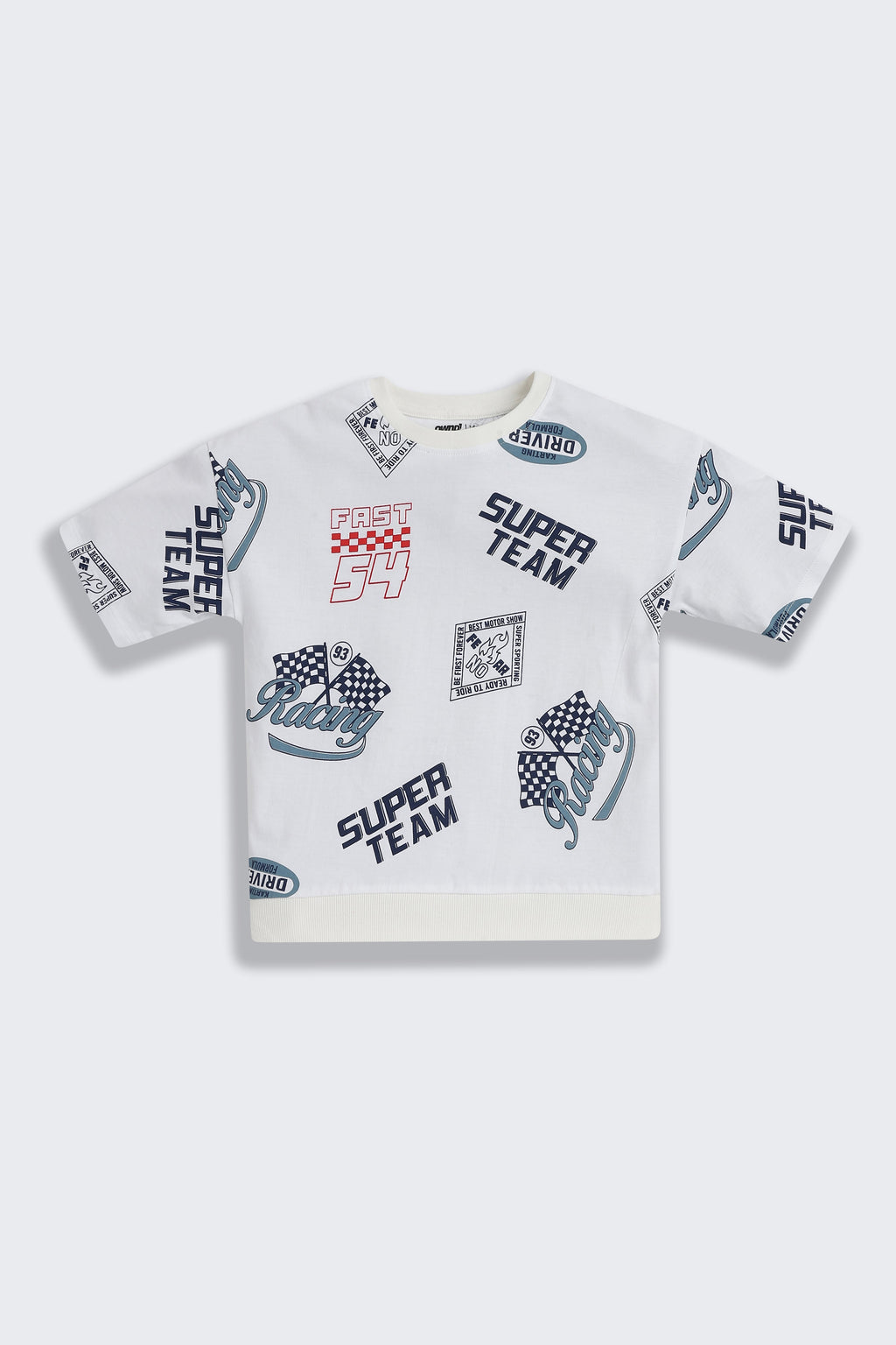 Off White Typographic Printed Regular Fit Co-ord Set