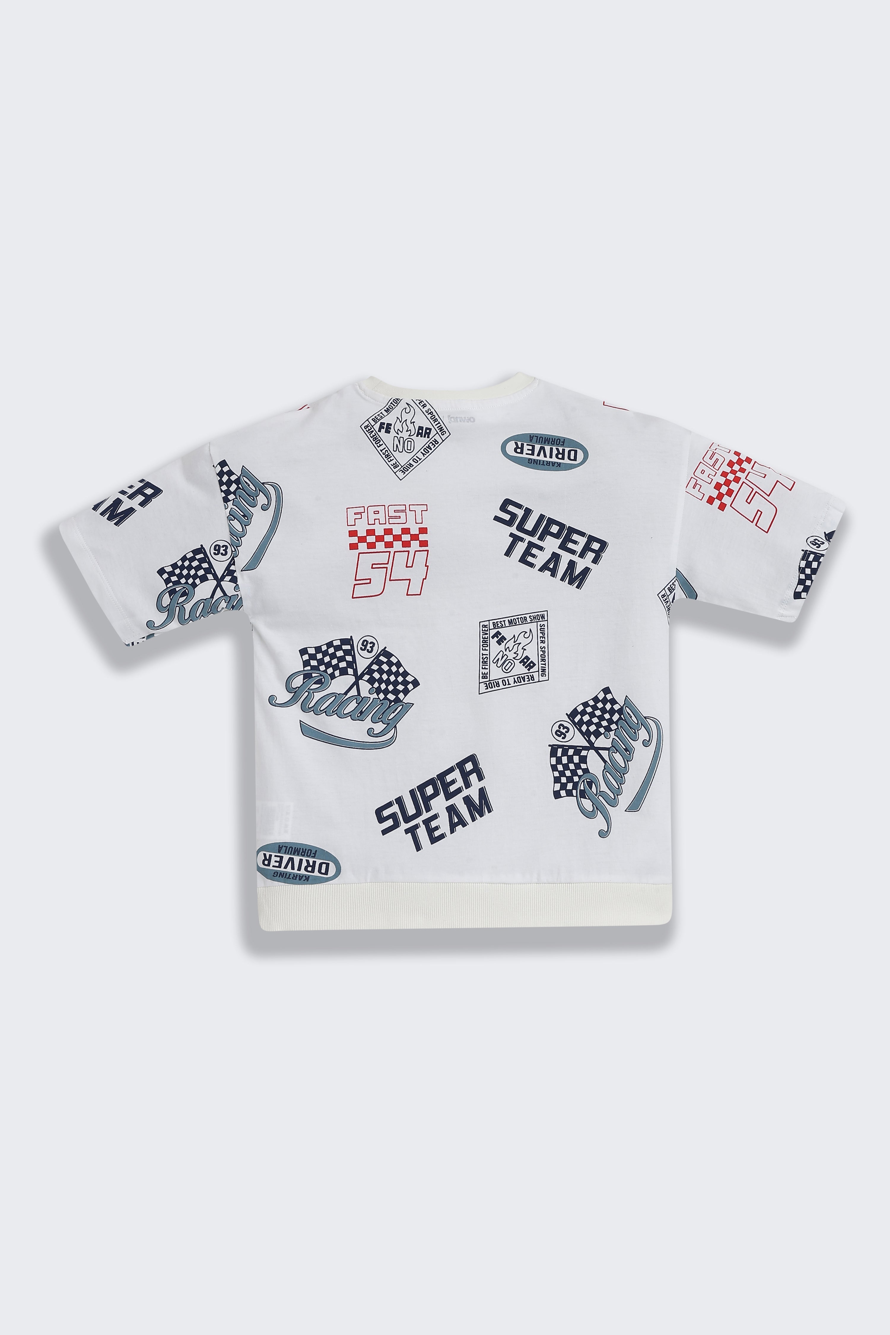 Off White Typographic Printed Regular Fit Co-ord Set