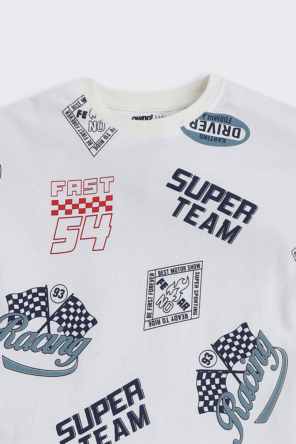 Off White Typographic Printed Regular Fit Co-ord Set