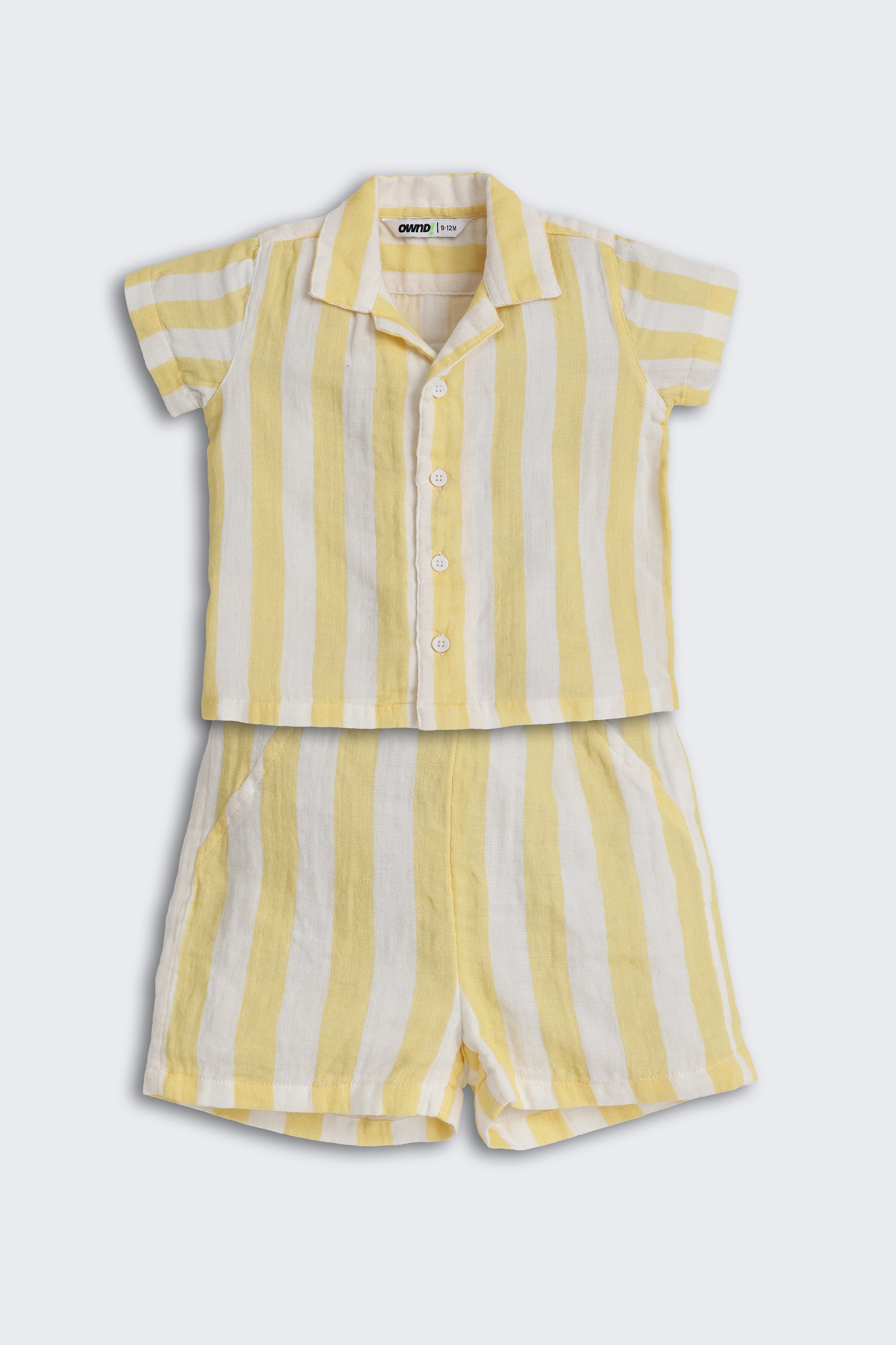 Yellow Striped Regular Fit Co-ord Set