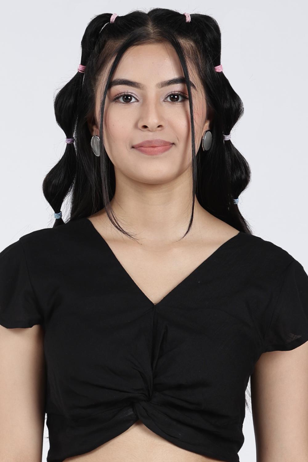 Black Knotted Regular Fit Top