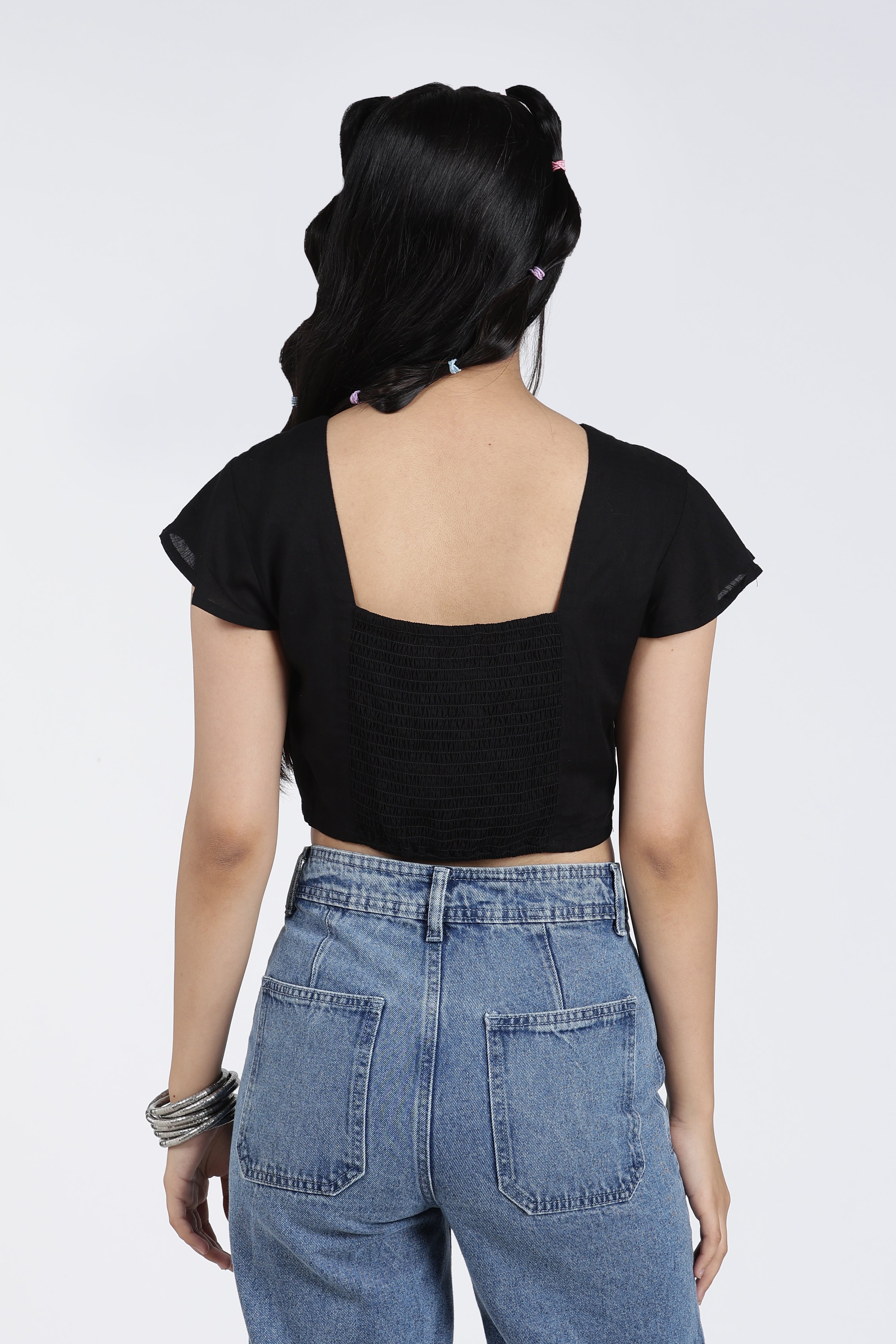 Black Knotted Regular Fit Top