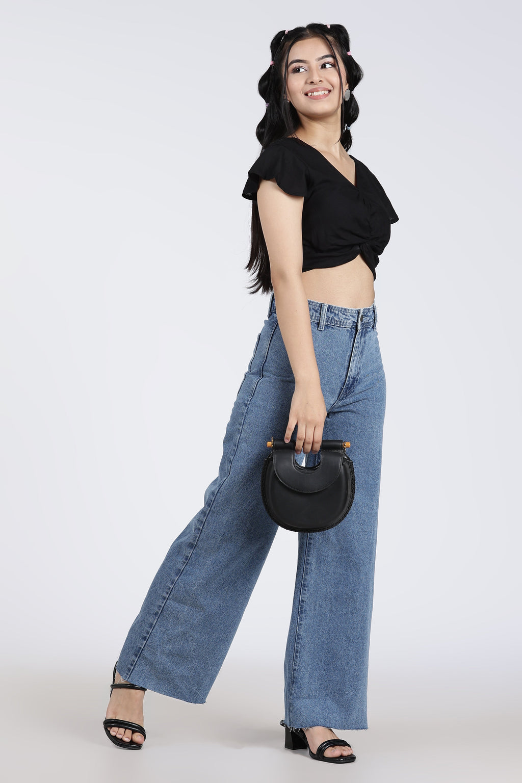 Black Knotted Regular Fit Top