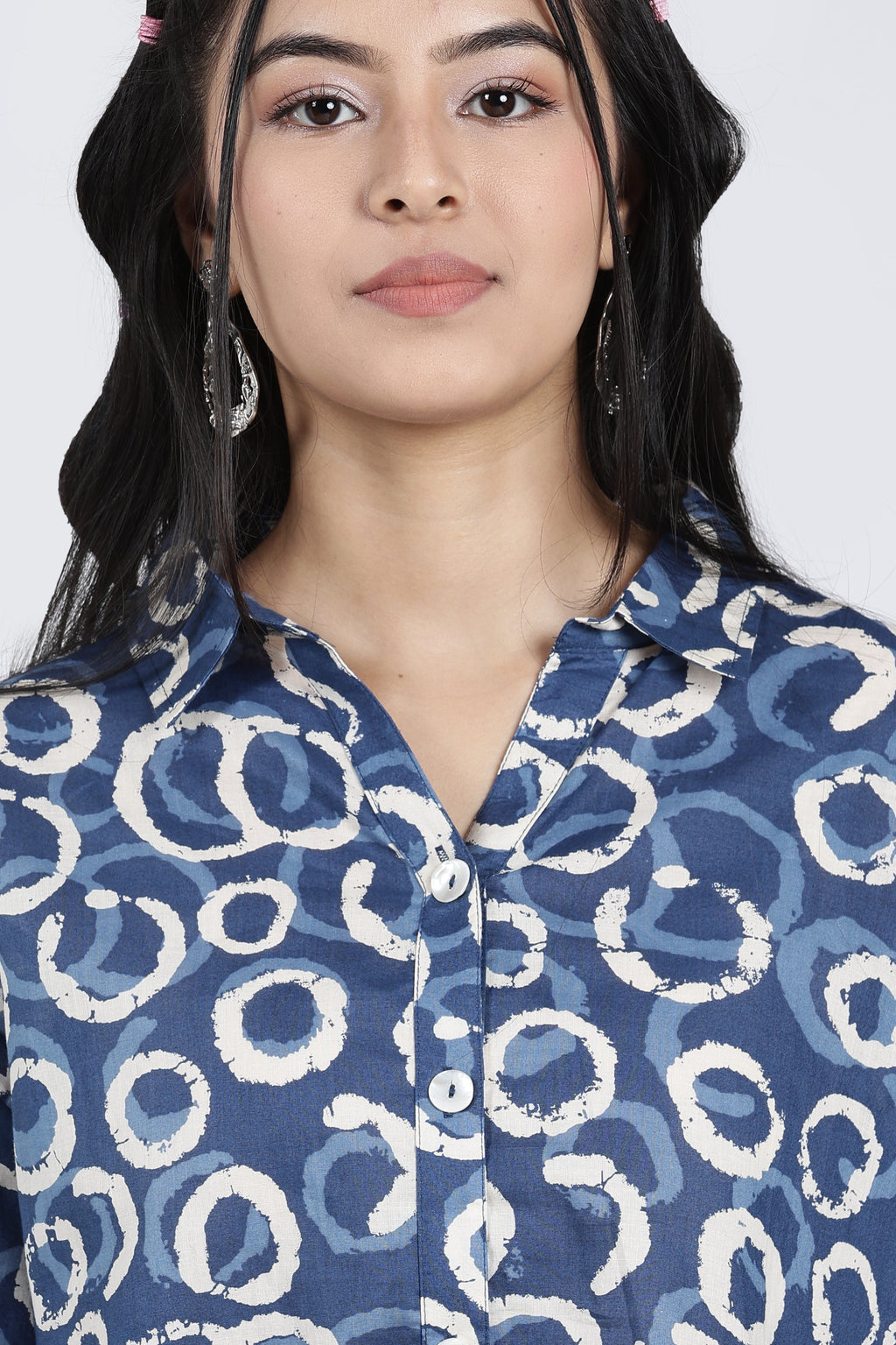 Blue Abstract Regular Fit Shirt
