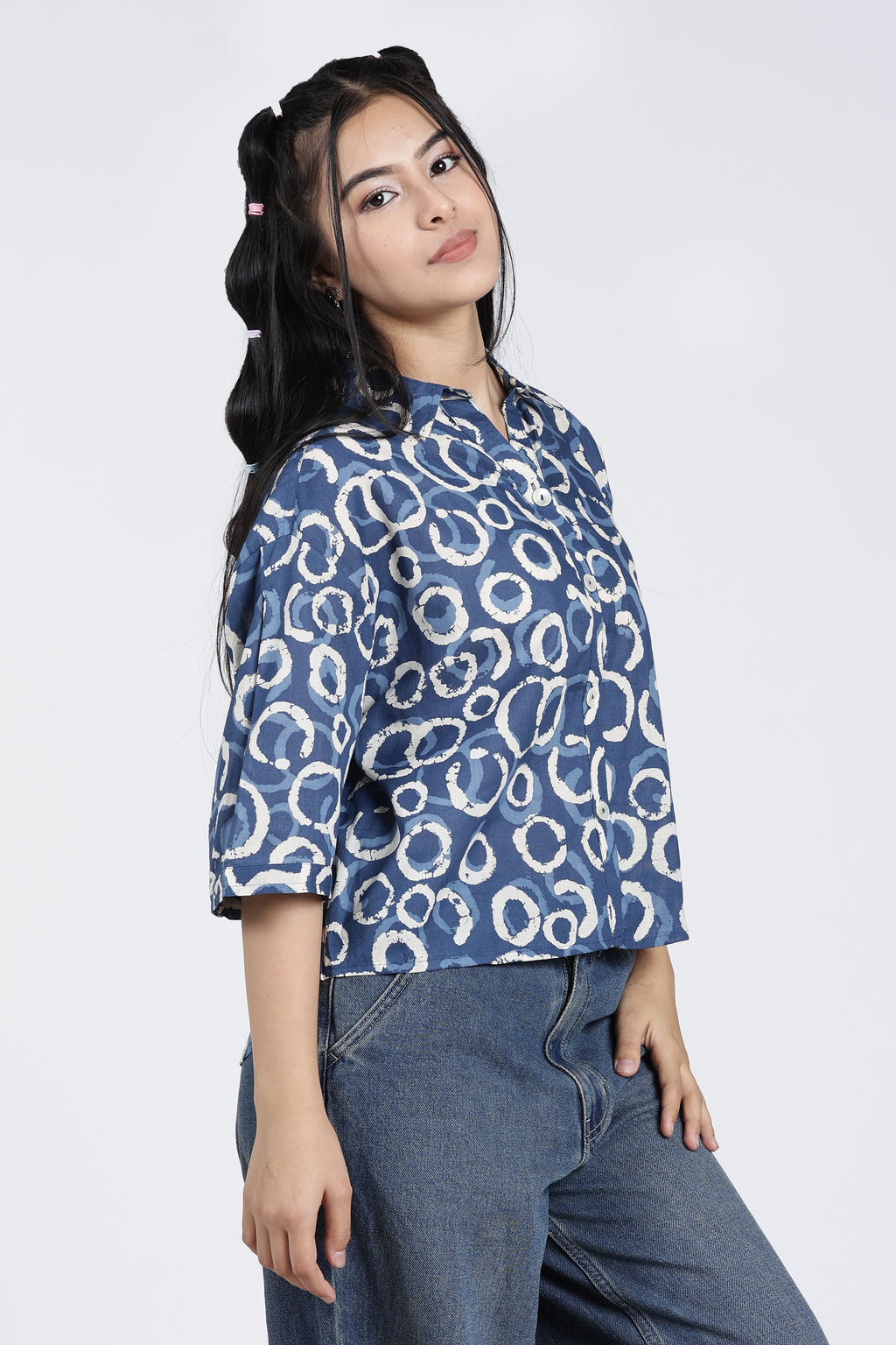 Blue Abstract Regular Fit Shirt